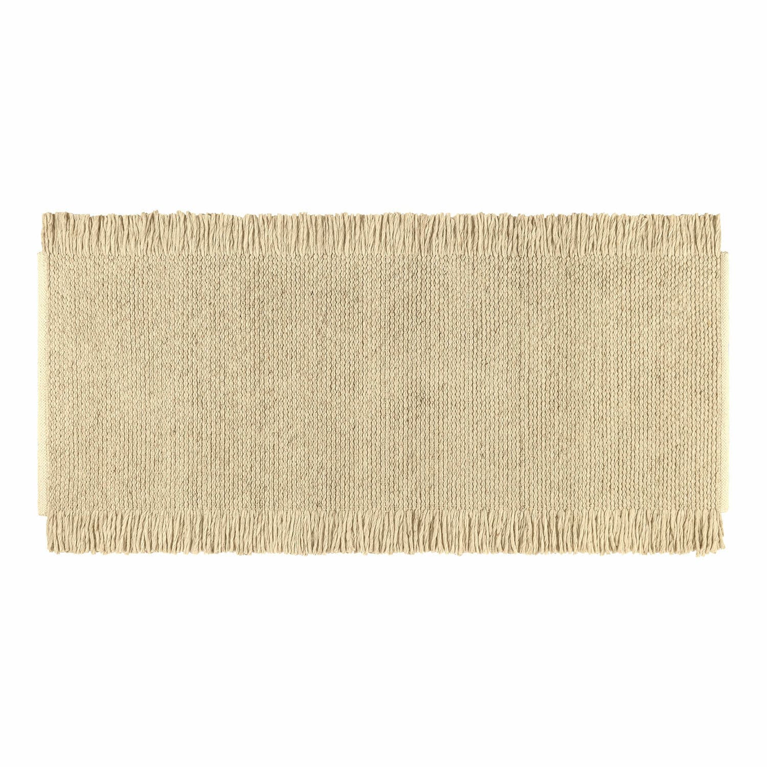 Tapis long Levraut Tapis beige avec franges en matériau naturel, parfait pour la décoration intérieure et le sol