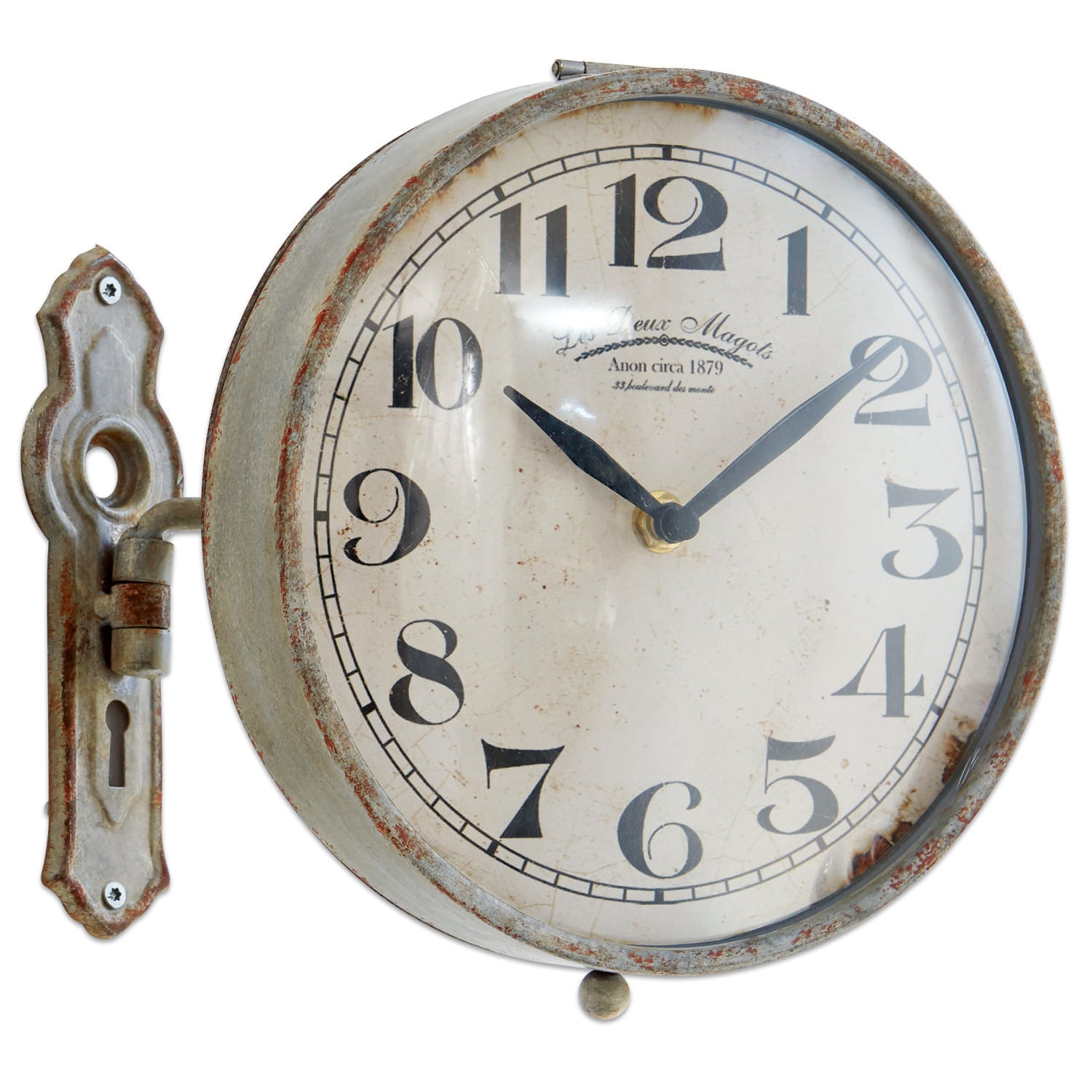 Horloge Adama Horloge murale vintage en métal avec cadran blanc et chiffres noirs, décoration rétro