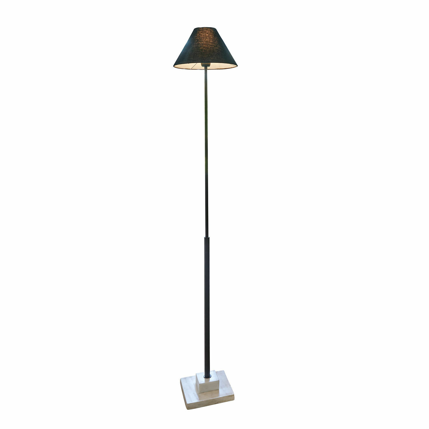 Lampadaire Orvienne Lampadaire noir avec abat-jour en tissu et base en marbre pour salon moderne