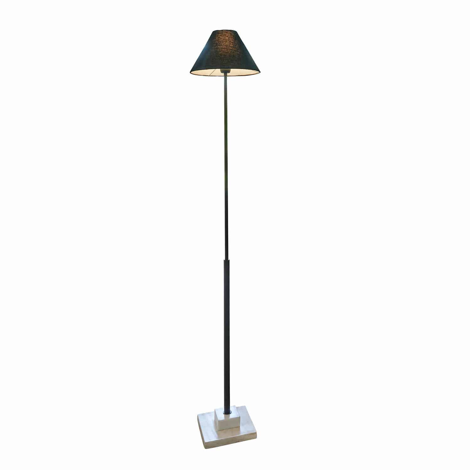 Lampadaire Orvienne Lampadaire noir avec abat-jour en tissu et base en marbre pour salon moderne