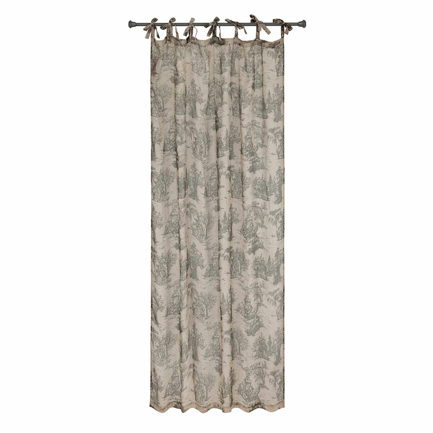 Rideau Dedwen Rideau beige en coton avec motif d'arbres verts et liens à nouer, décoration de fenêtre élégante