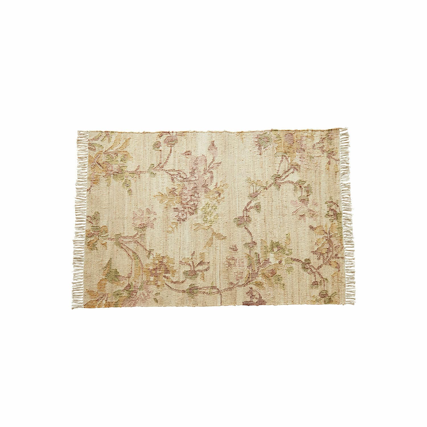 Tapis Sernivou Tapis beige à motif floral avec franges, tissu doux, décoration intérieure élégante