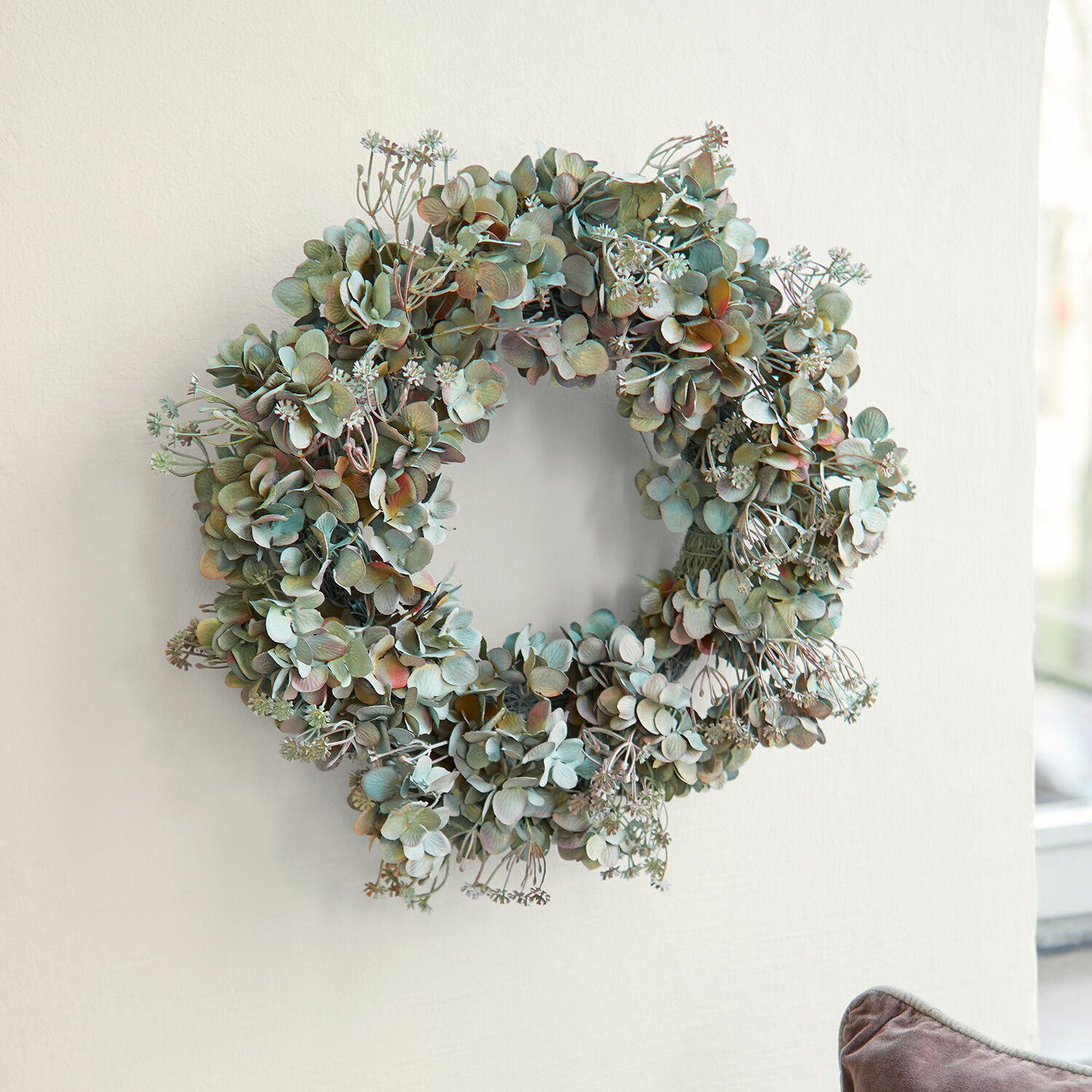 Couronne Amarente Couronne décorative en feuilles séchées vertes et brunes accrochée au mur pour décoration intérieure