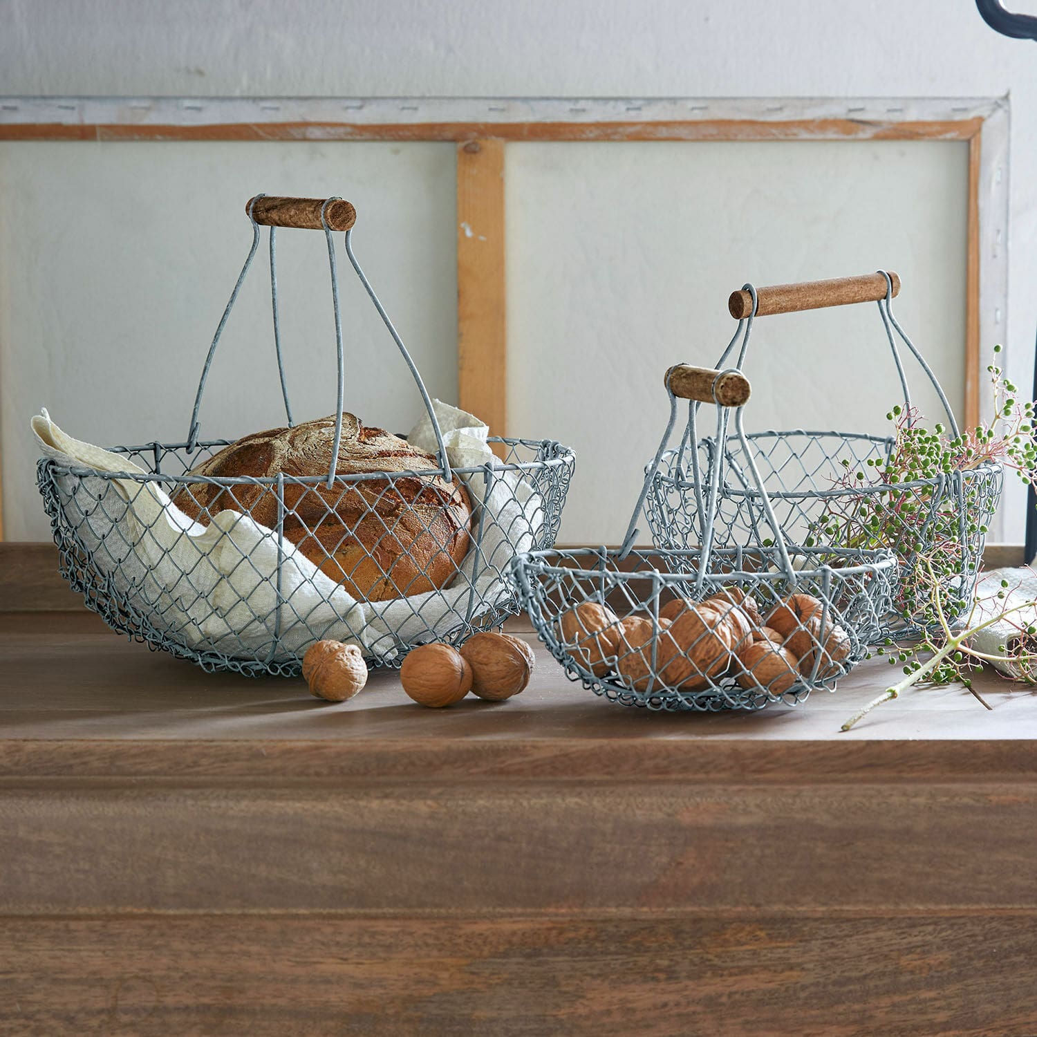 Lot de 3 paniers en grillage Baker