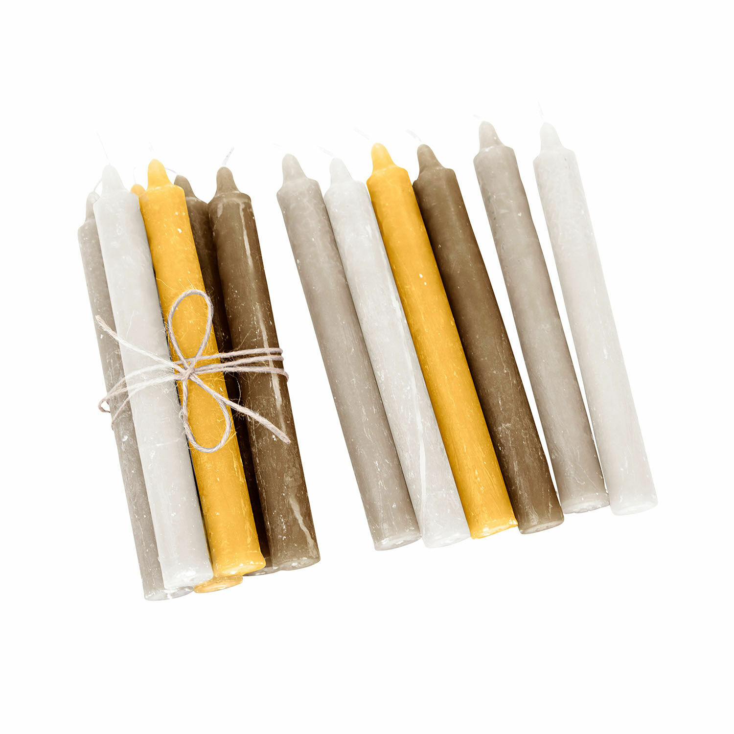 jaune/taupe/marron Lot de 12 bougies Bauceau en jaune, taupe et brun pour décoration intérieure