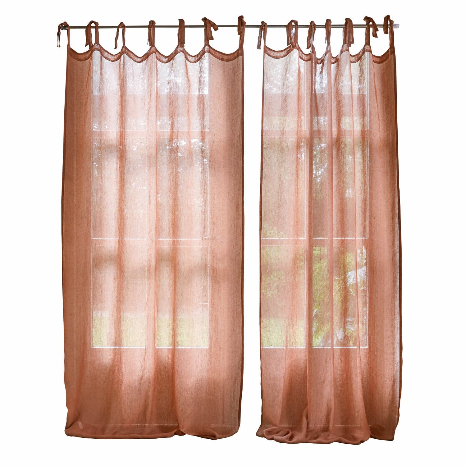 Lot de deux rideaux orange Lyon en tissu léger pour une décoration de fenêtre élégante