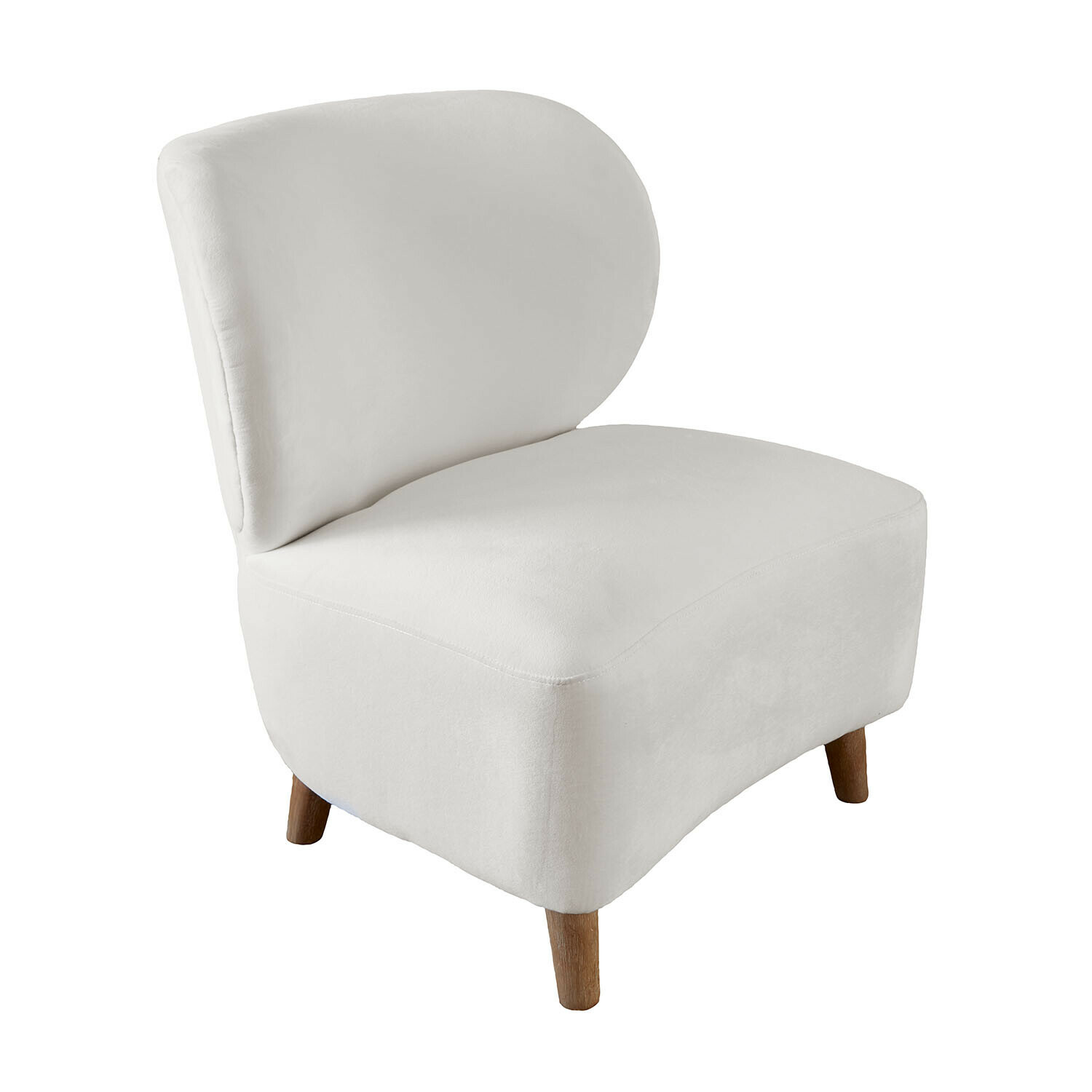 Fauteuil blanc rembourré avec pieds en bois, meuble moderne et confortable pour salon