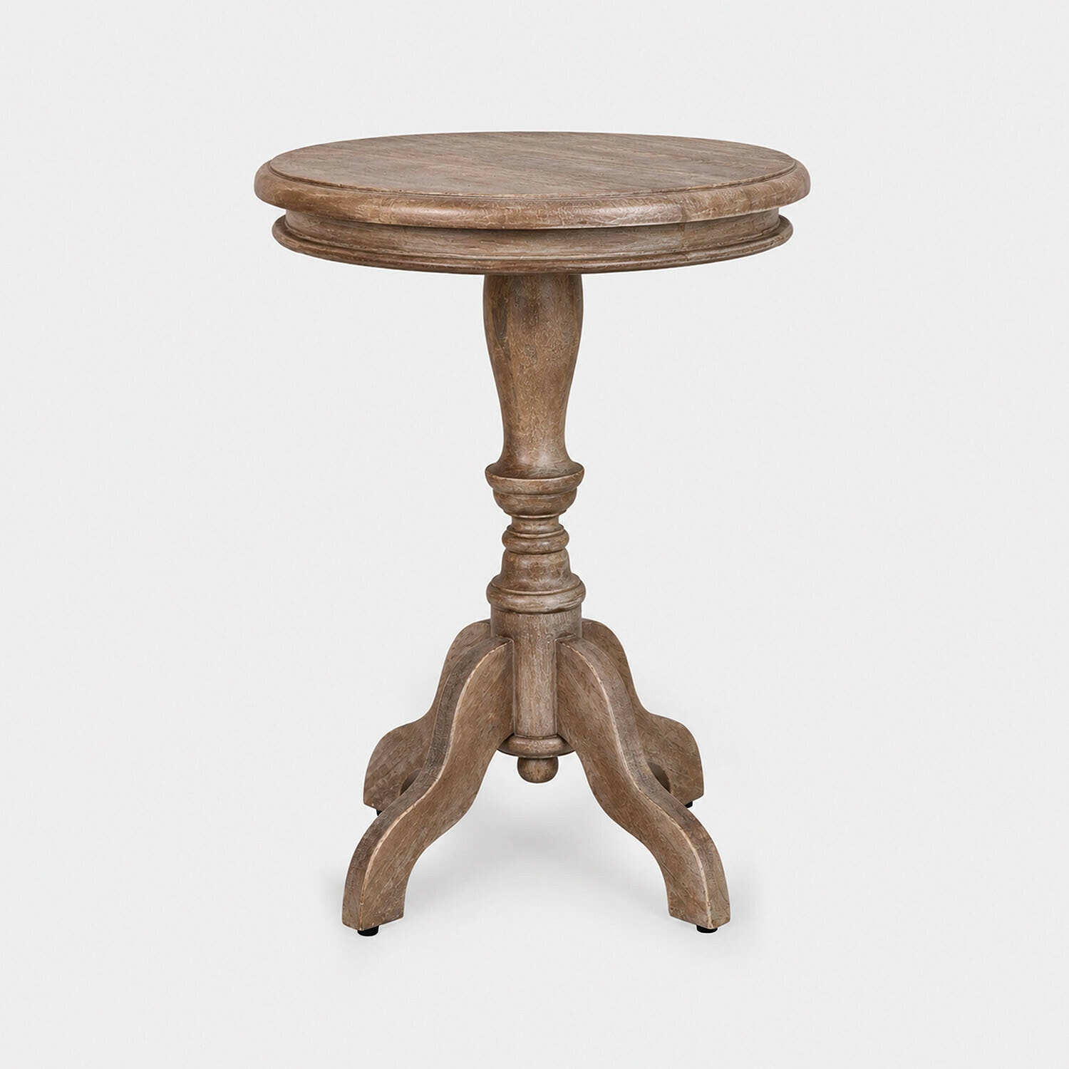 Table d’appoint Mengomeyen Table ronde en bois couleur naturelle avec pied décoratif, meuble d'intérieur élégant
