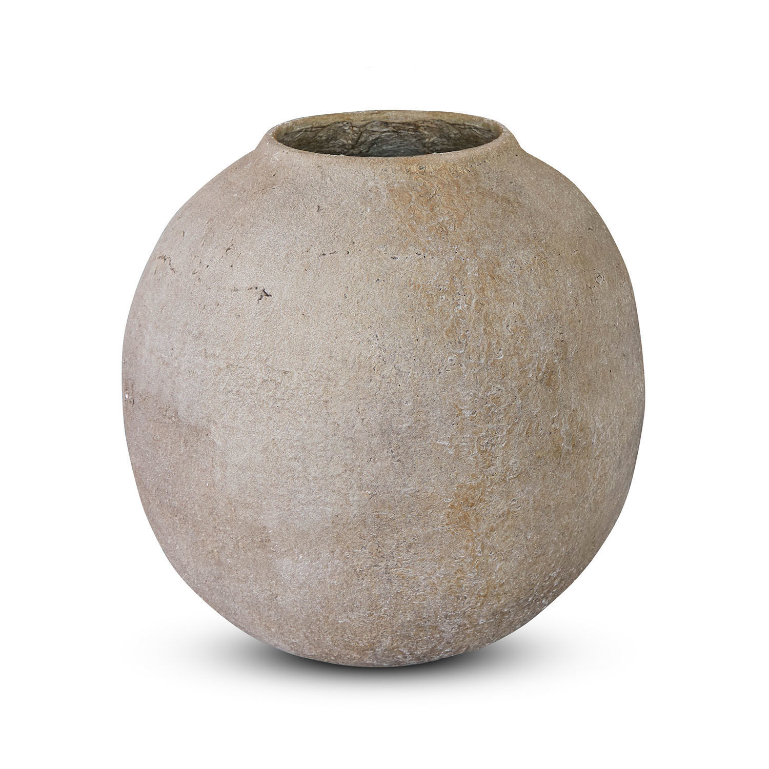 Vase Samai Vase rond en argile naturelle beige pour décoration intérieure et extérieure