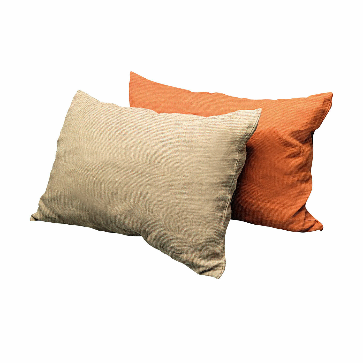 Lot de 2 housses de coussins Balesta Ensemble de deux coussins rectangulaires en coton beige et orange pour décoration intérieure