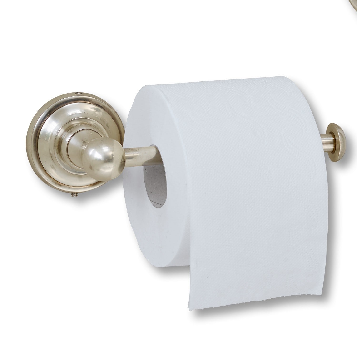 Porte-papier toilette Pax Porte-papier toilette en métal argenté avec rouleau de papier blanc pour salle de bain