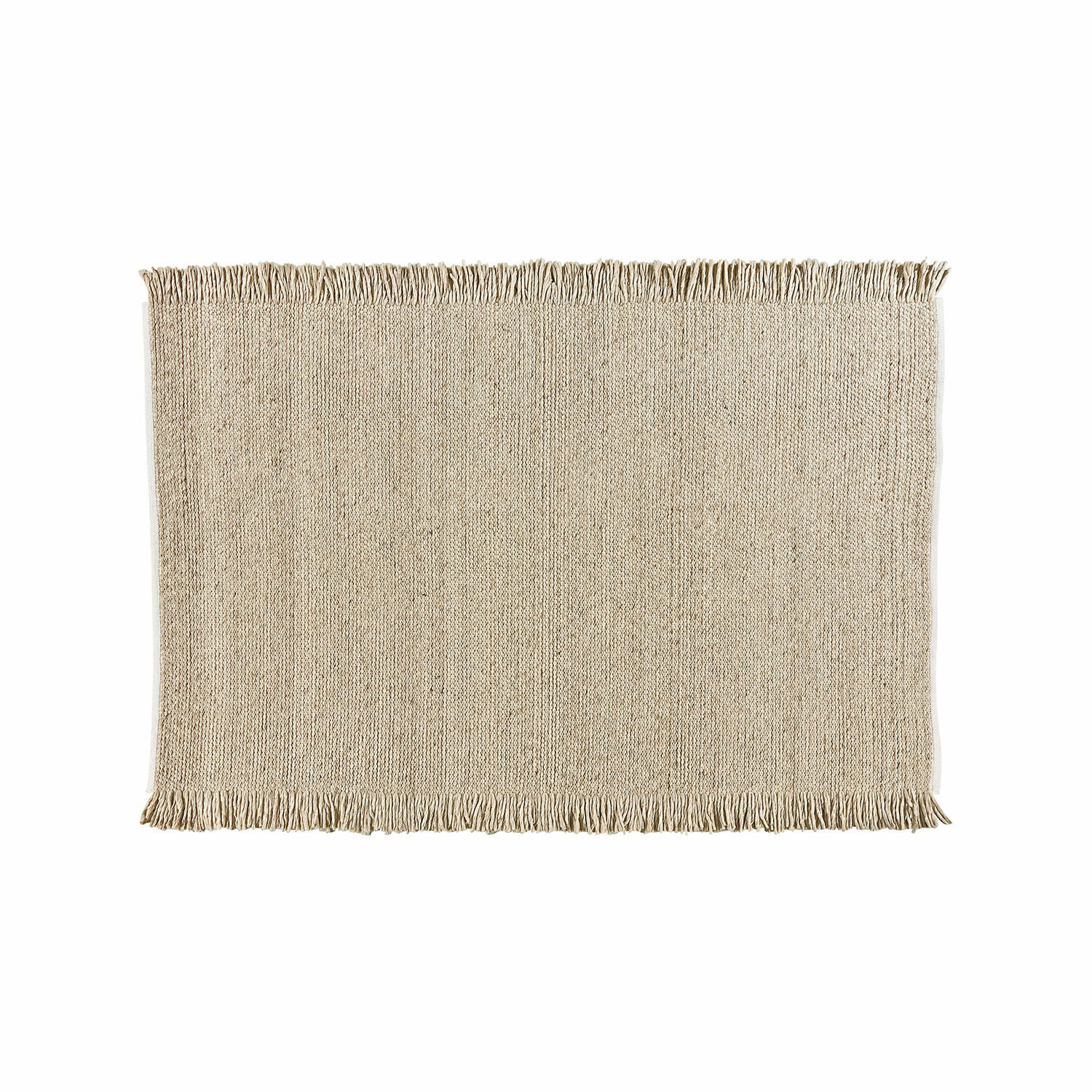 Tapis Levraut Tapis beige avec franges en matériau naturel, parfait pour la décoration intérieure et le sol