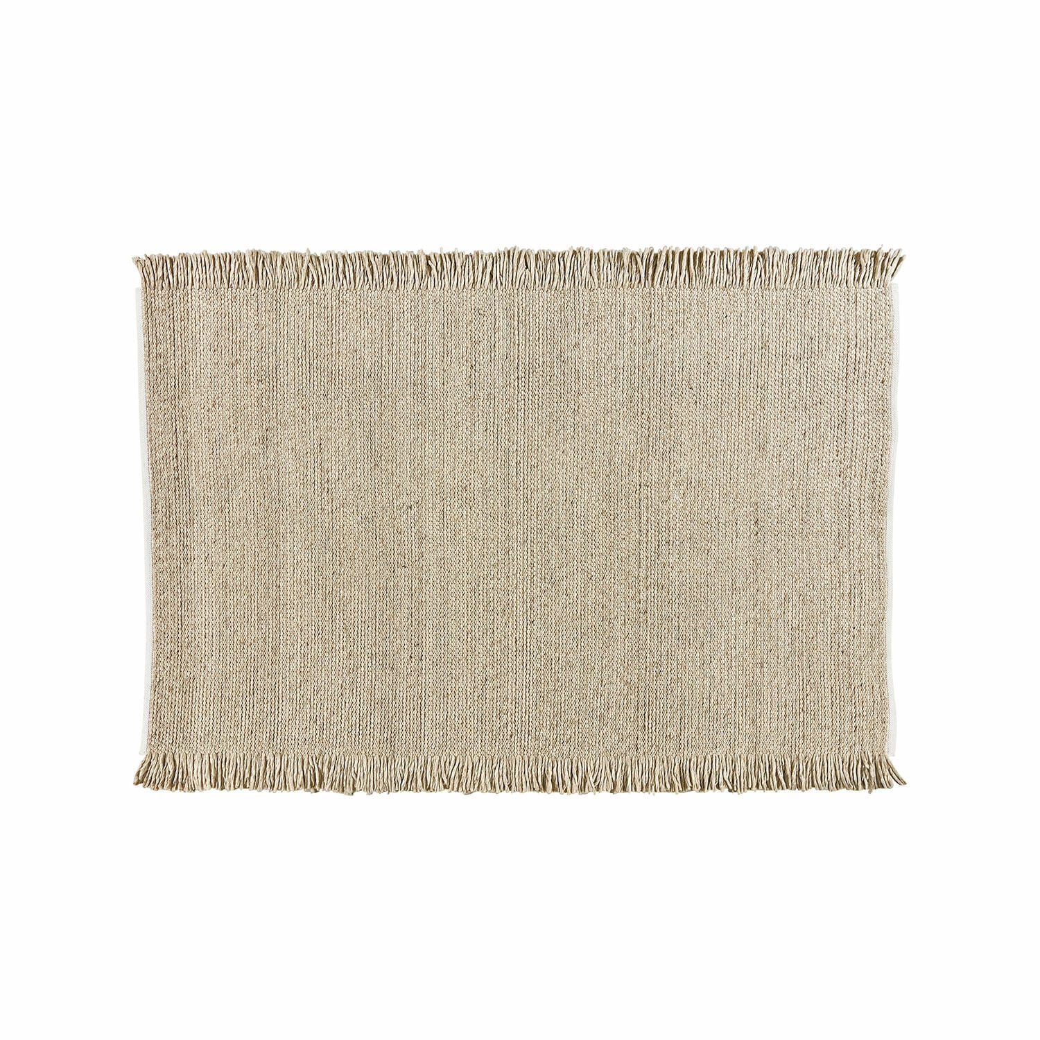 Tapis Levraut Tapis beige avec franges en matériau naturel, parfait pour la décoration intérieure et le sol