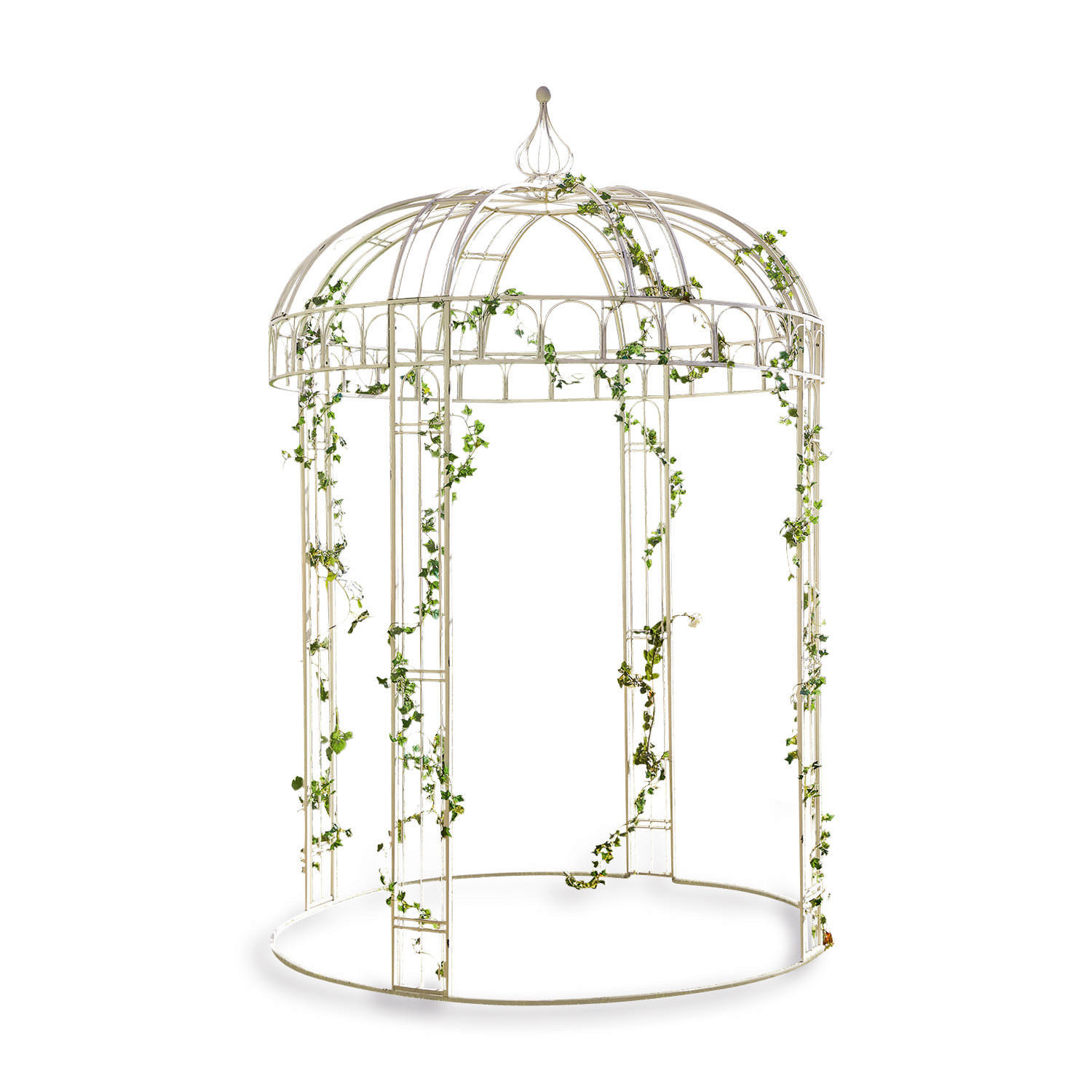 Gloriette Iolanda Kiosque de jardin en métal blanc avec lierre vert, décoration extérieure élégante