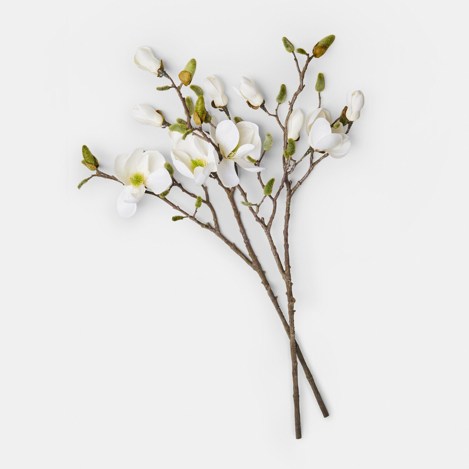 crème Lot de 2 branches décoratives crème avec fleurs de magnolia pour décoration intérieure