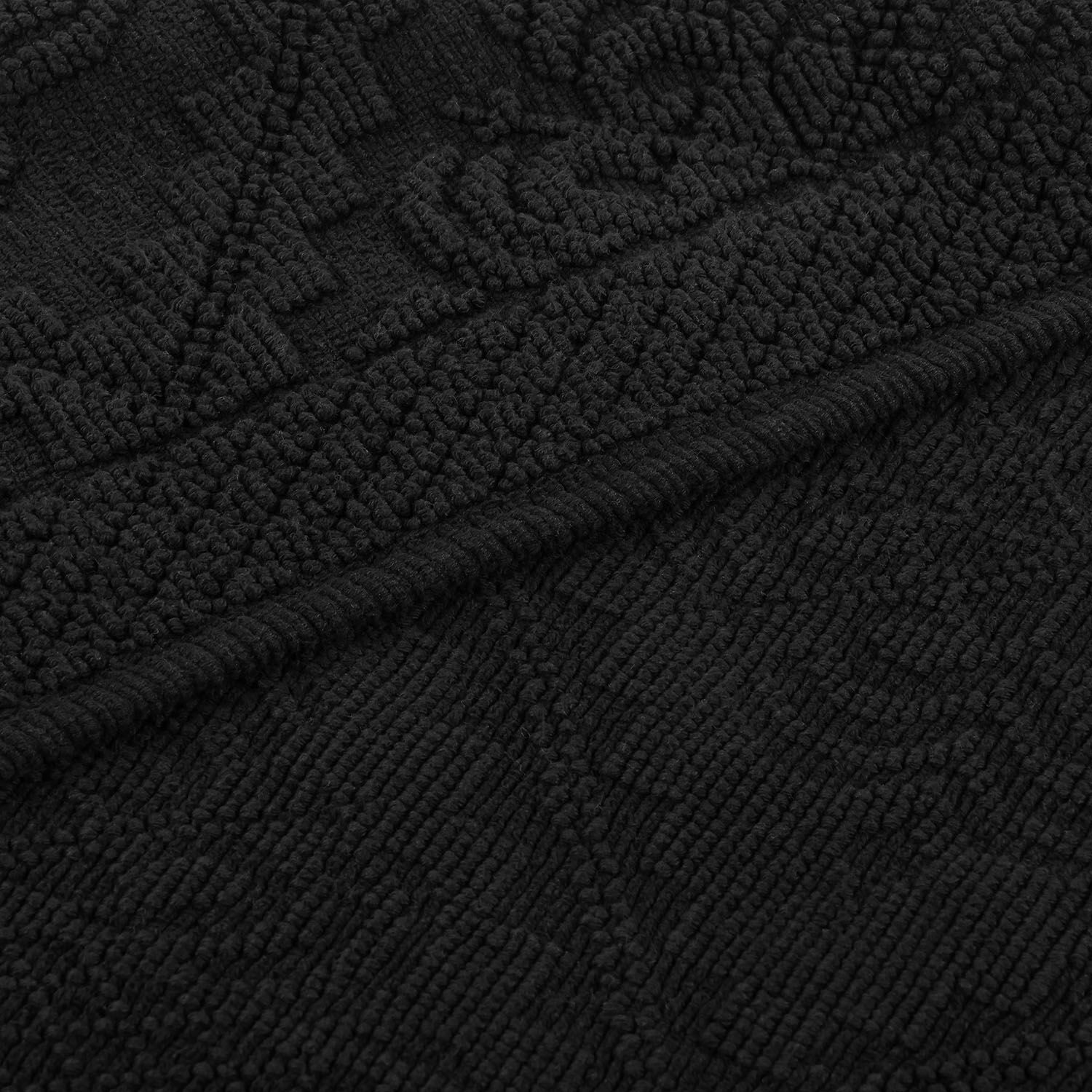 noir Tapis de bain noir Mivorex en tissu absorbant, parfait pour une salle de bain moderne