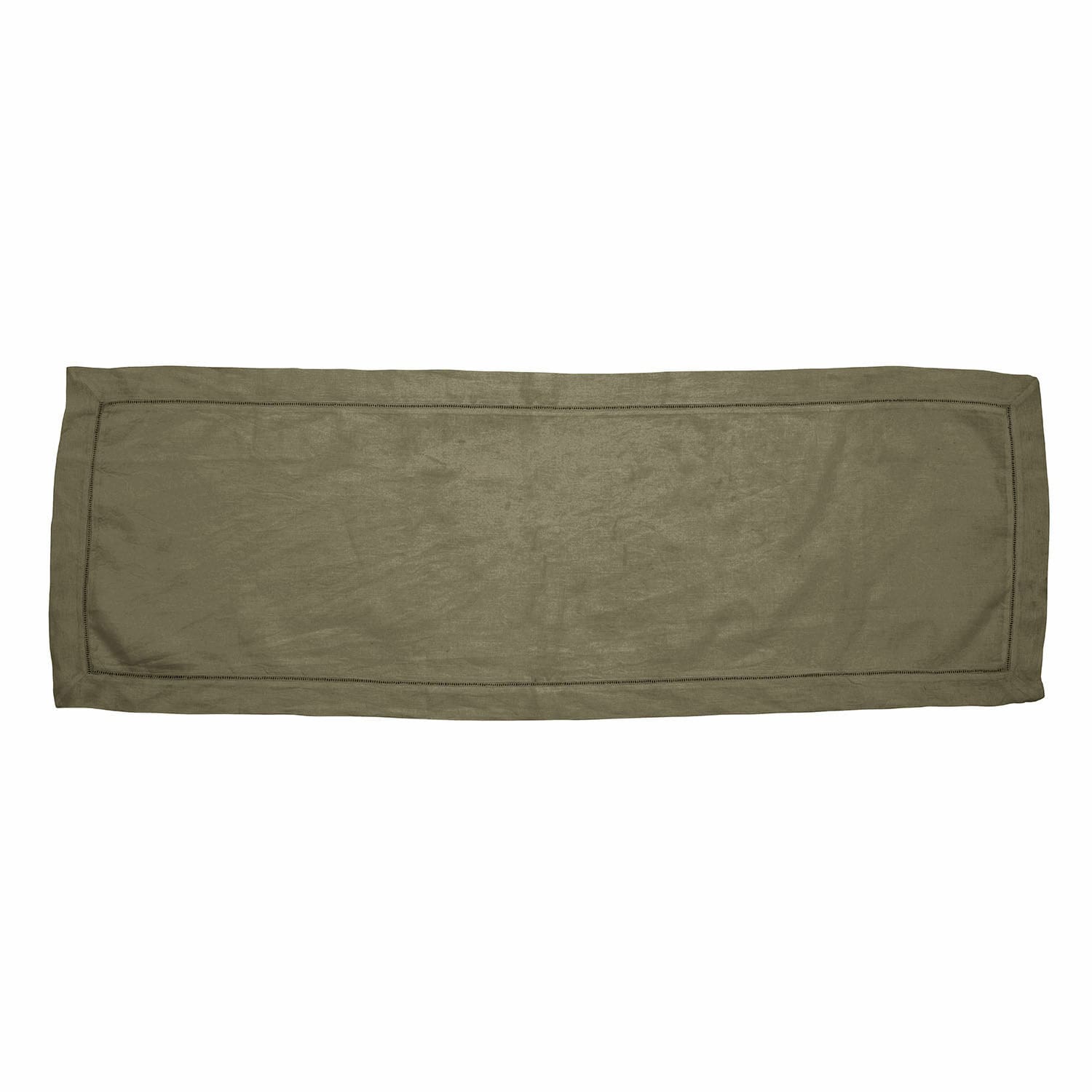 Chemin de table Covent Garden Chemin de table rectangulaire en lin vert avec texture naturelle et finition simple