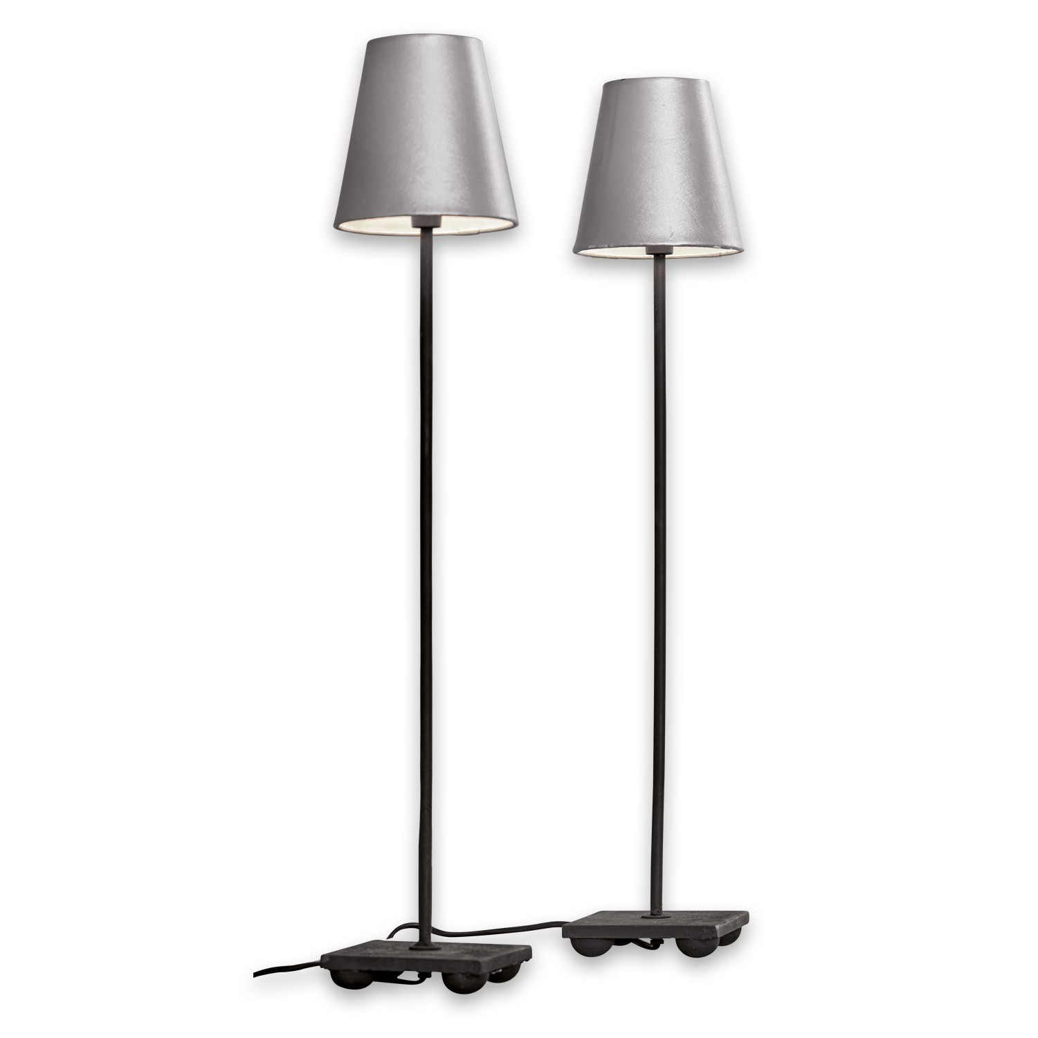 marron vieilli/noir Lot de deux lampes de table Filia en argent antique et noir, métal et tissu, éclairage intérieur