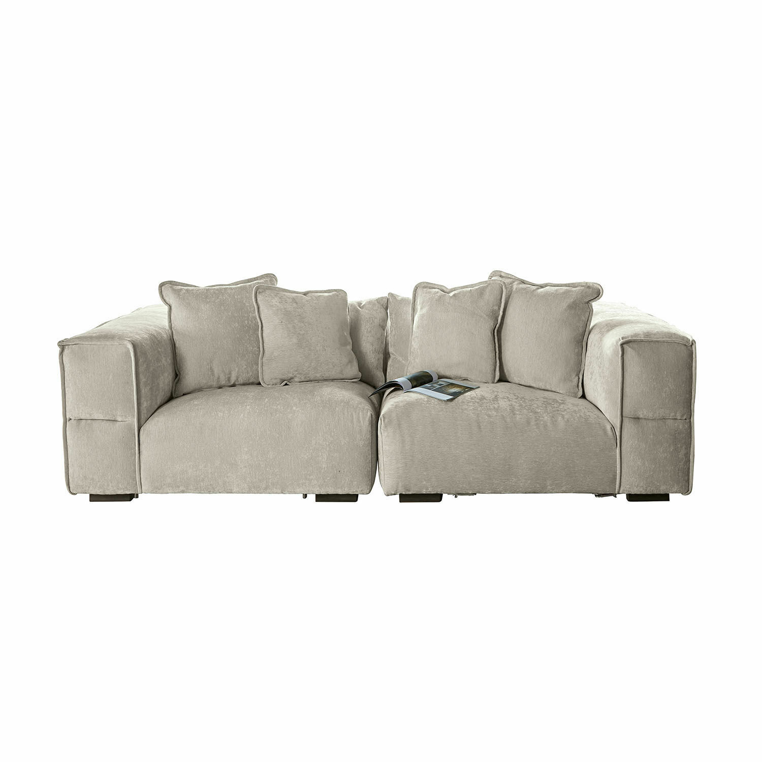 Canapé Gémonville Canapé beige en tissu doux avec coussins, meuble moderne confortable pour salon