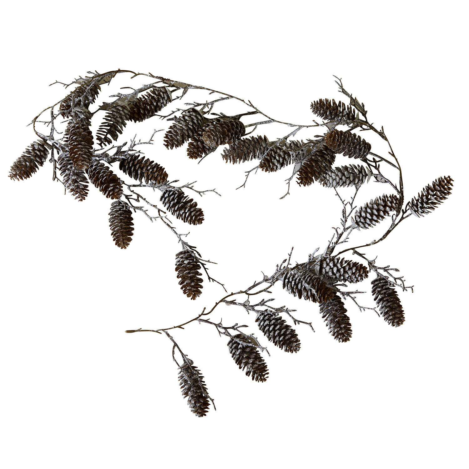 Guirlande Soralaith Branche avec pommes de pin naturelles marron et effet blanc décoratif pour décoration intérieure