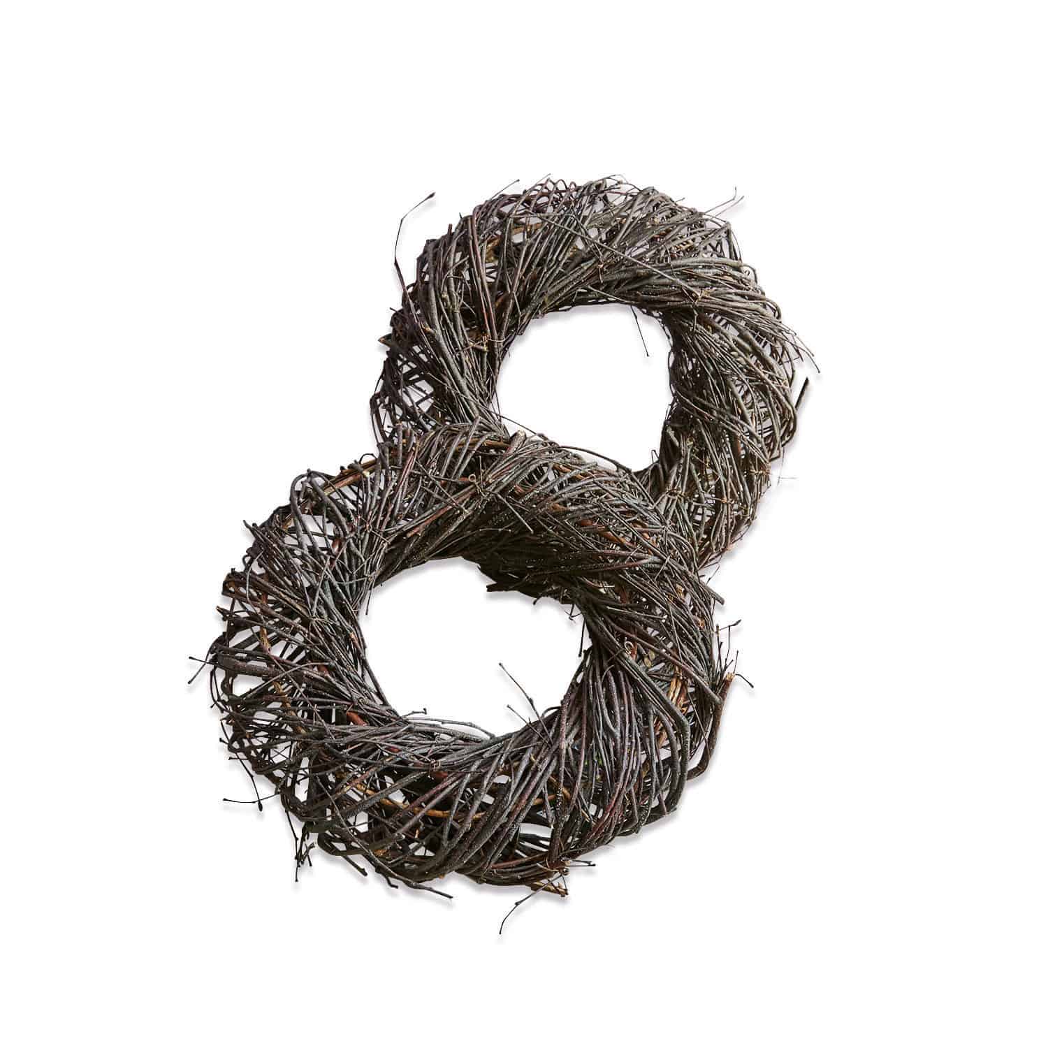 Lot de 2 couronnes Haervia Couronne décorative en brindilles naturelles marron, accessoire rustique pour intérieur et jardin