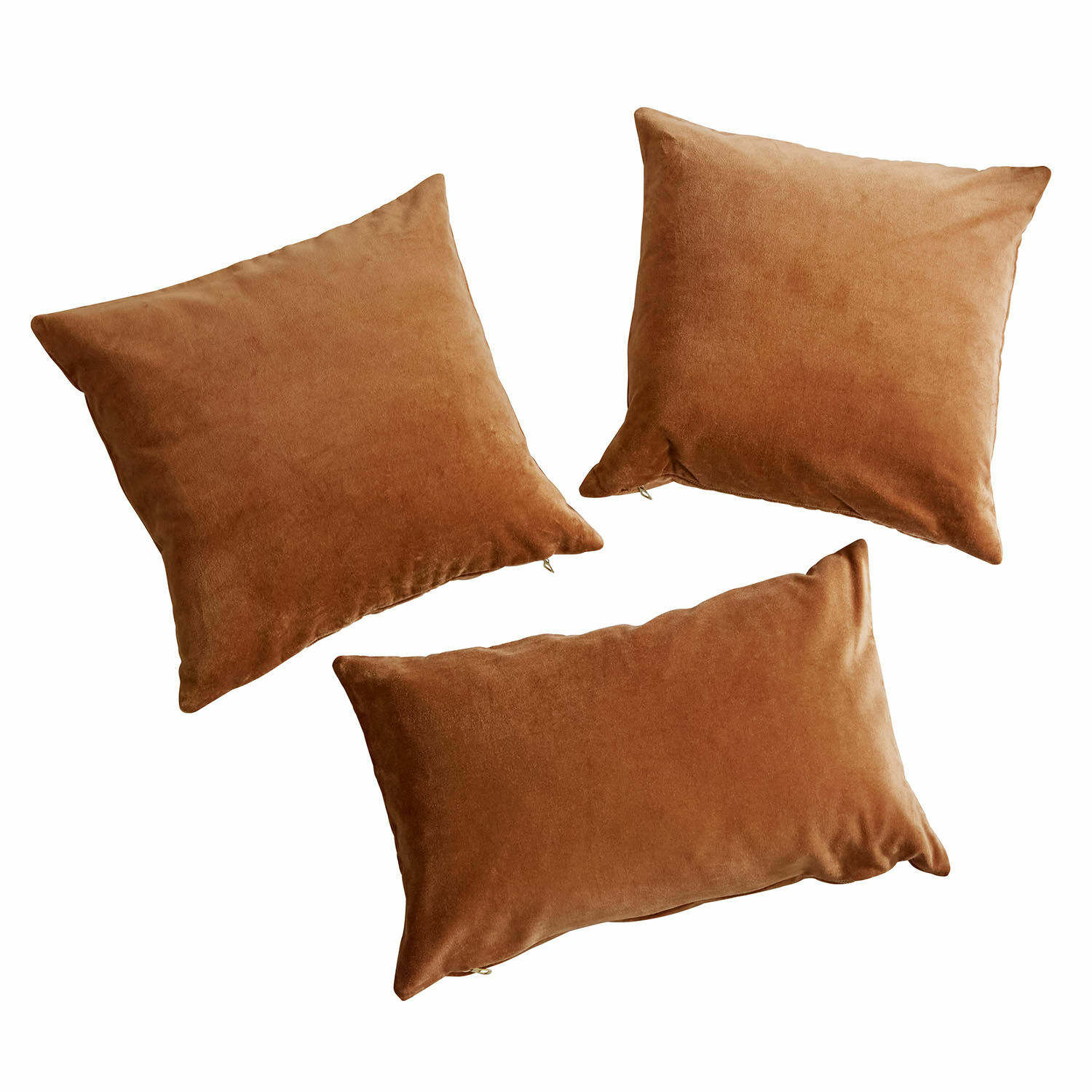 Lot de 3 housses de coussins Shahrine Ensemble de trois coussins décoratifs marron en tissu doux pour salon et chambre à coucher