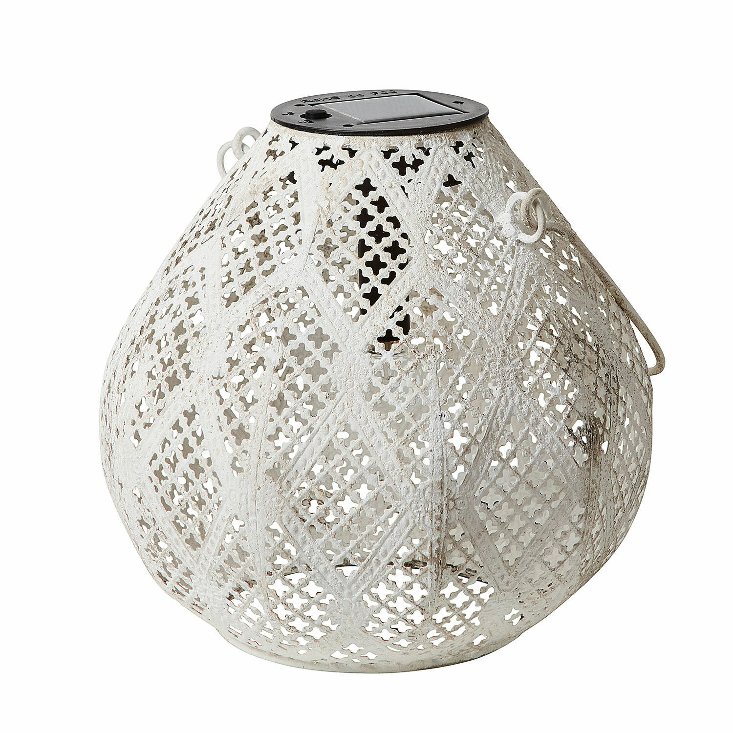 Lanterne solaire à suspendre Anglisides Lanterne solaire en métal blanc avec motif ajouré et poignée, décoration extérieure élégante