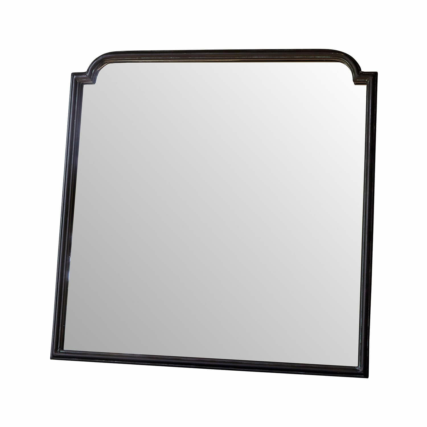 Miroir Miravois Miroir carré avec cadre en métal noir et profil supérieur décoratif, accessoire déco intérieur