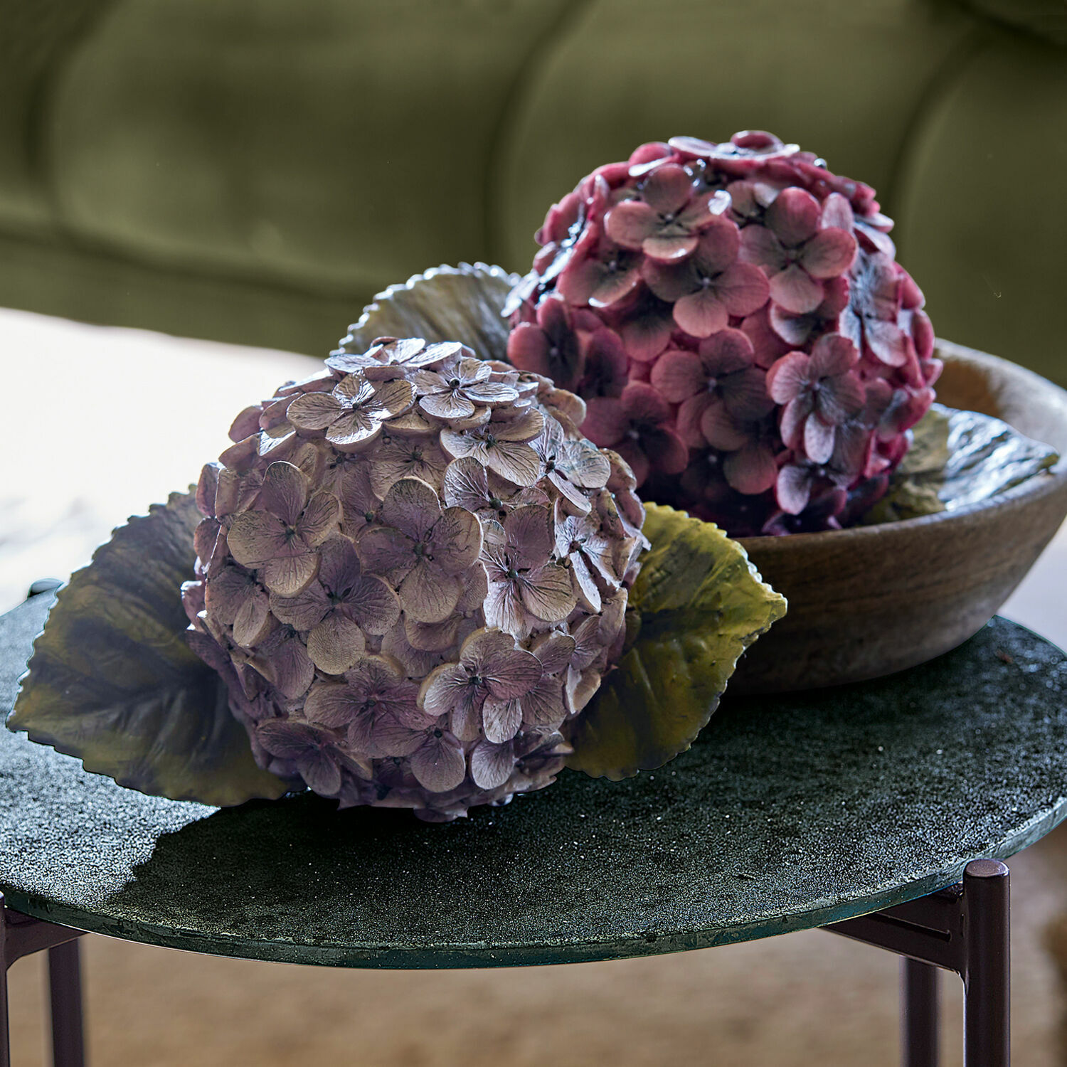 Lot de 2 fleurs décoratives Hortensie