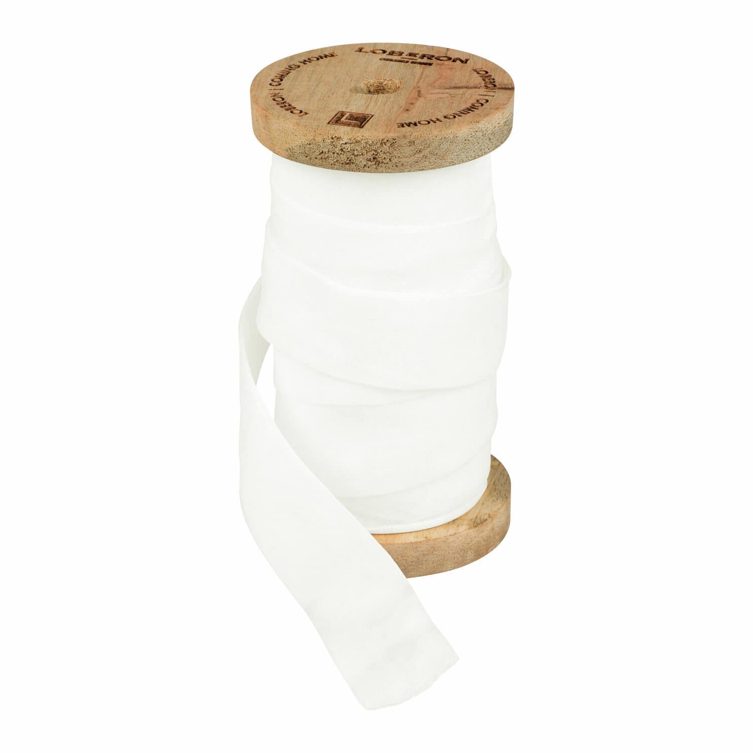 Ruban de velours Andaris Ruban blanc en coton enroulé sur une bobine en bois pour décoration et couture Loberon
