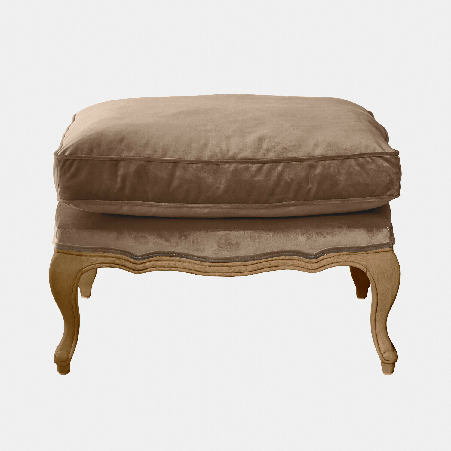 taupe/marron Repose-pieds Corlay en bois avec coussin en velours taupe marron doux et confortable