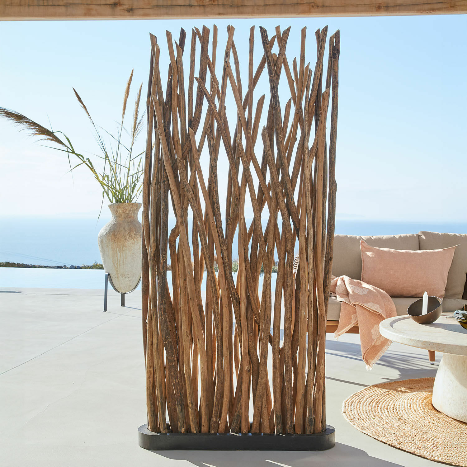 Paravent Woody Paravent décoratif en bois naturel marron pour aménagement intérieur et extérieur