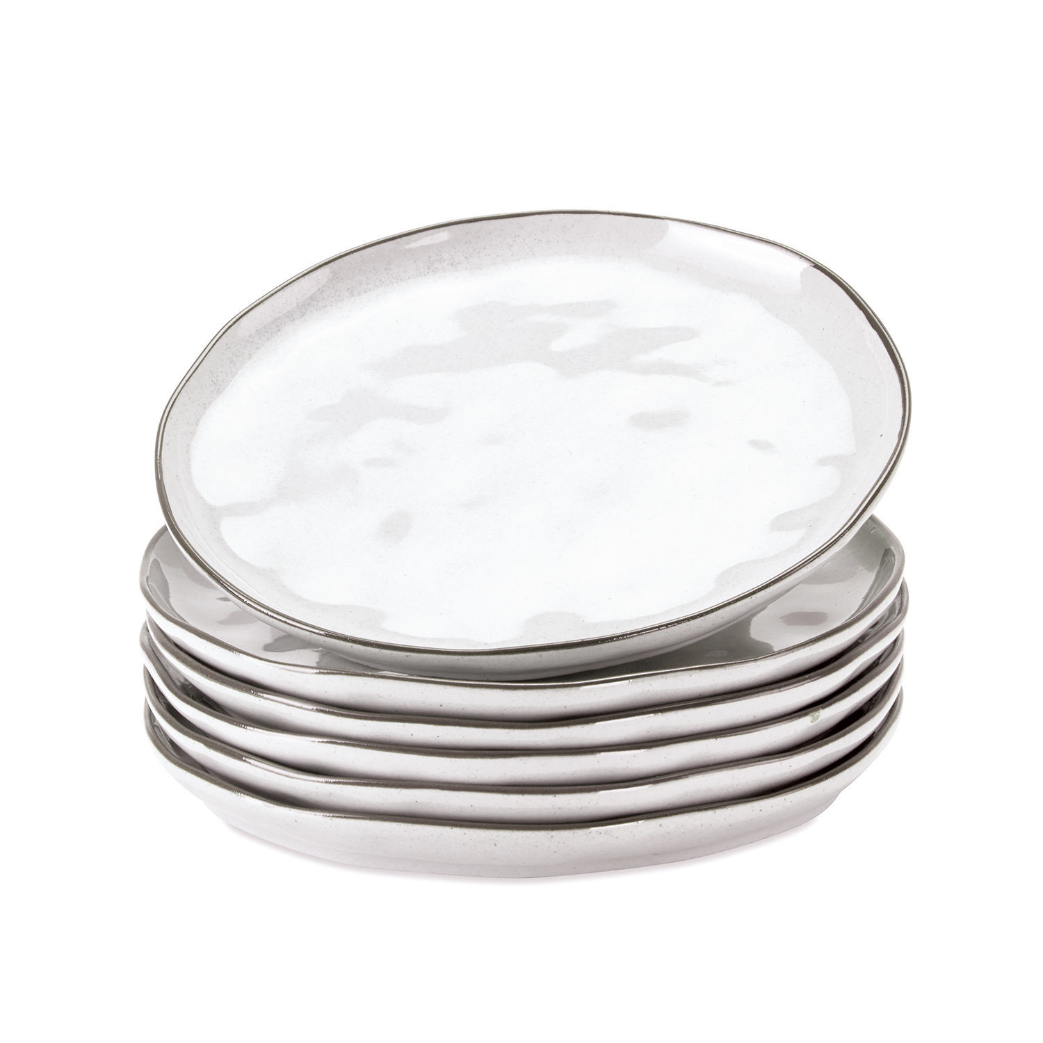 blanc Ensemble de 6 assiettes à dessert Biarritz blanches en céramique, parfait pour servir gâteaux et desserts