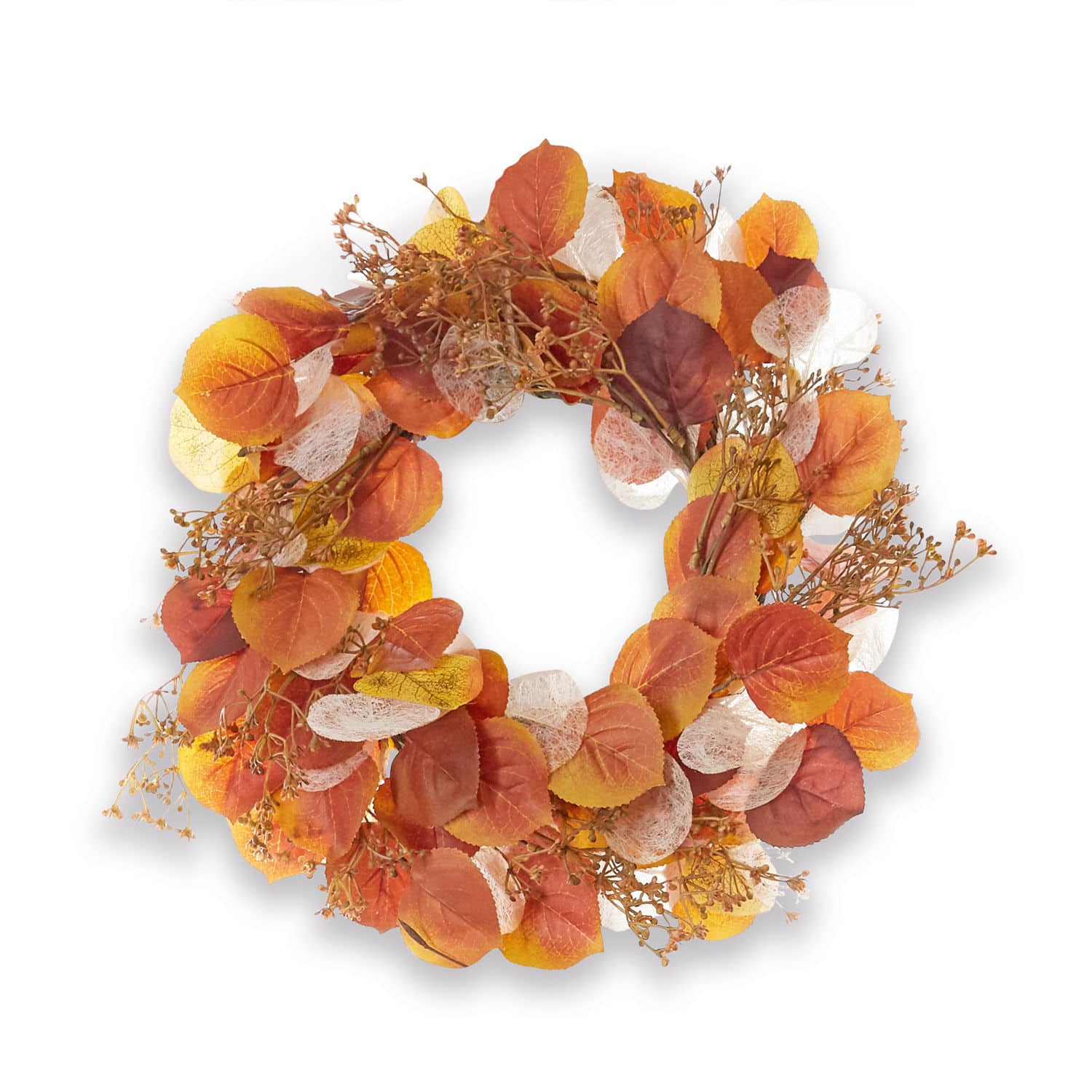 Couronne Savedra Couronne décorative d'automne avec feuilles orange et jaunes pour porte ou mur