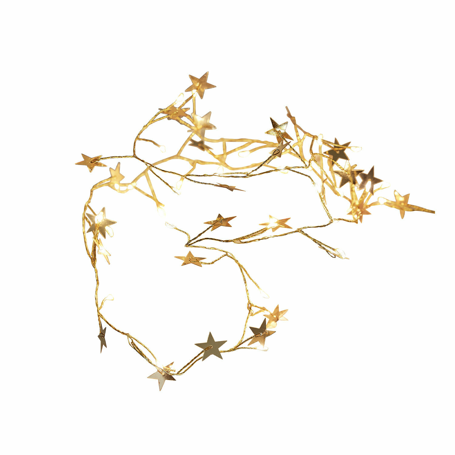 Guirlande lumineuse Vernham Guirlande lumineuse délicate avec étoiles métalliques dorées pour décoration festive