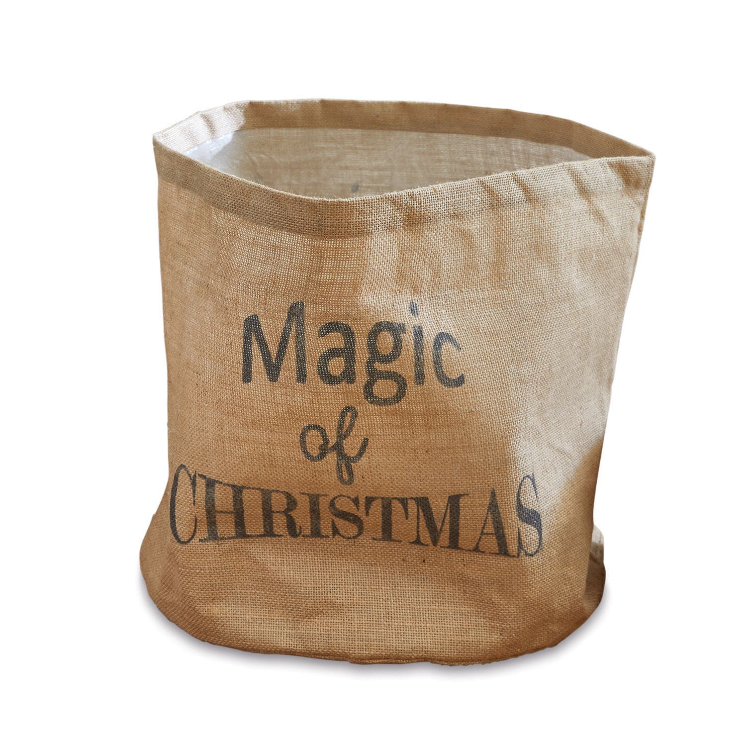 Panier en tissu Magic Sac en jute beige avec inscription Magic of Christmas pour décoration de Noël