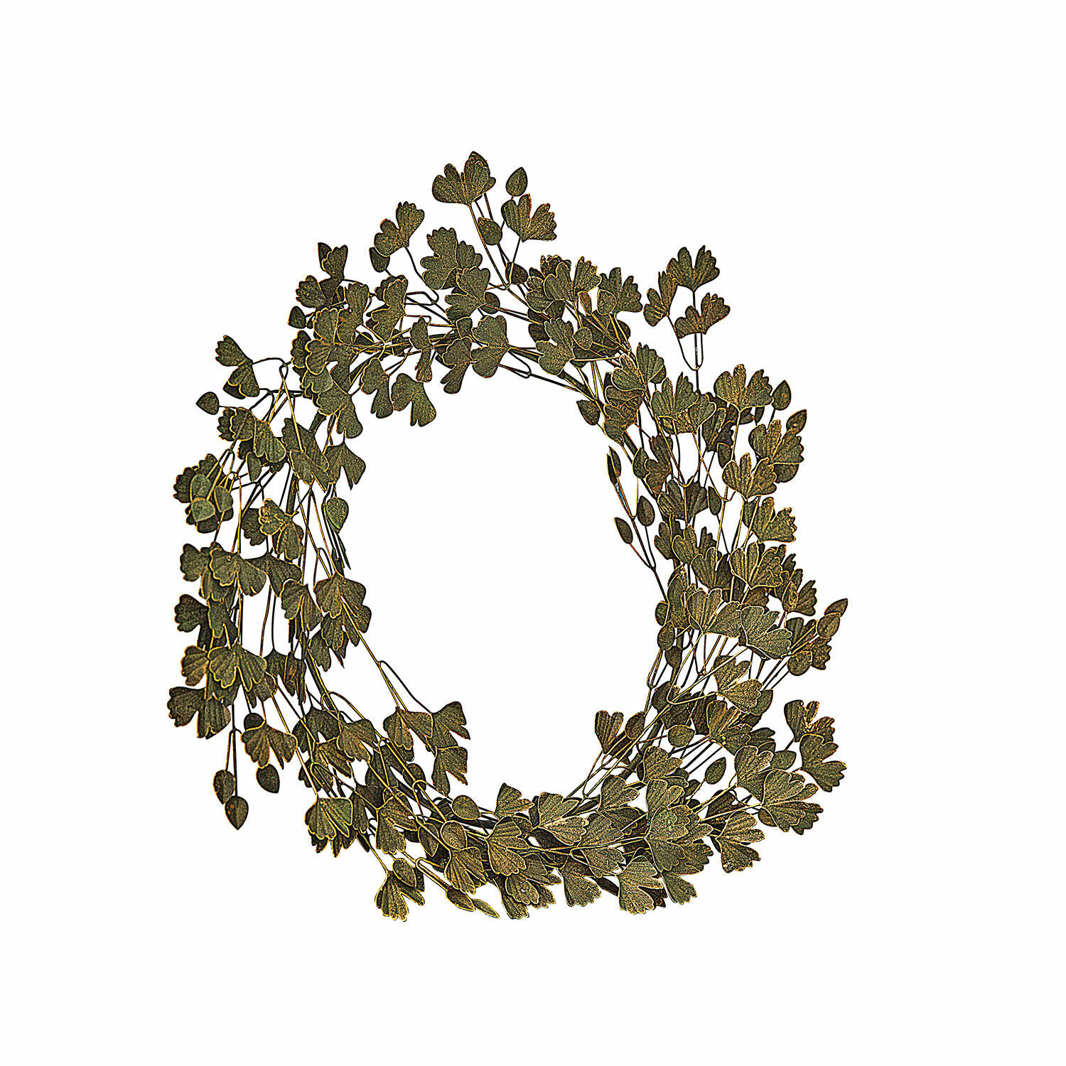 Couronne Syrdarja Couronne décorative en feuilles vertes sur armature métallique pour décoration intérieure et saisonnière
