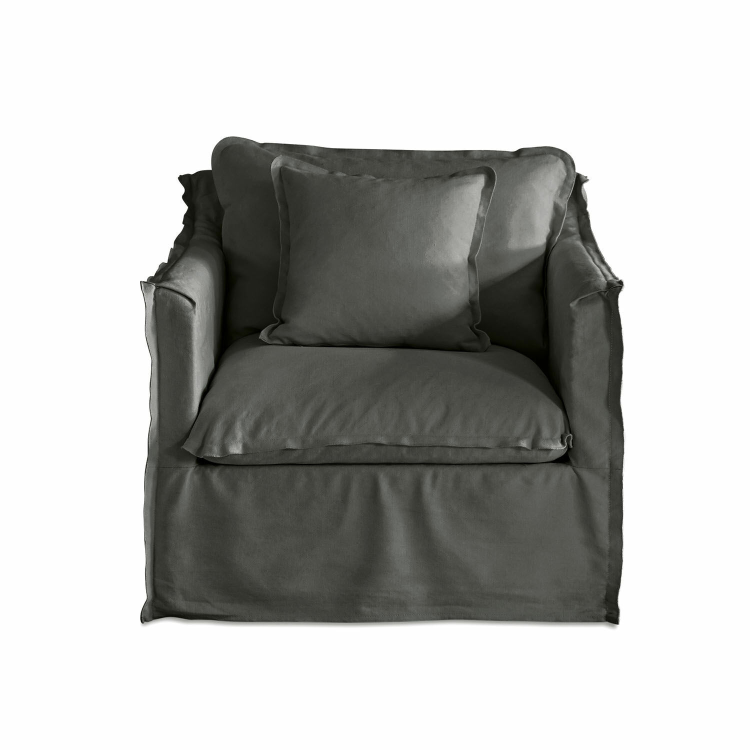 gris Fauteuil Tienen gris en tissu doux, siège confortable pour salon moderne