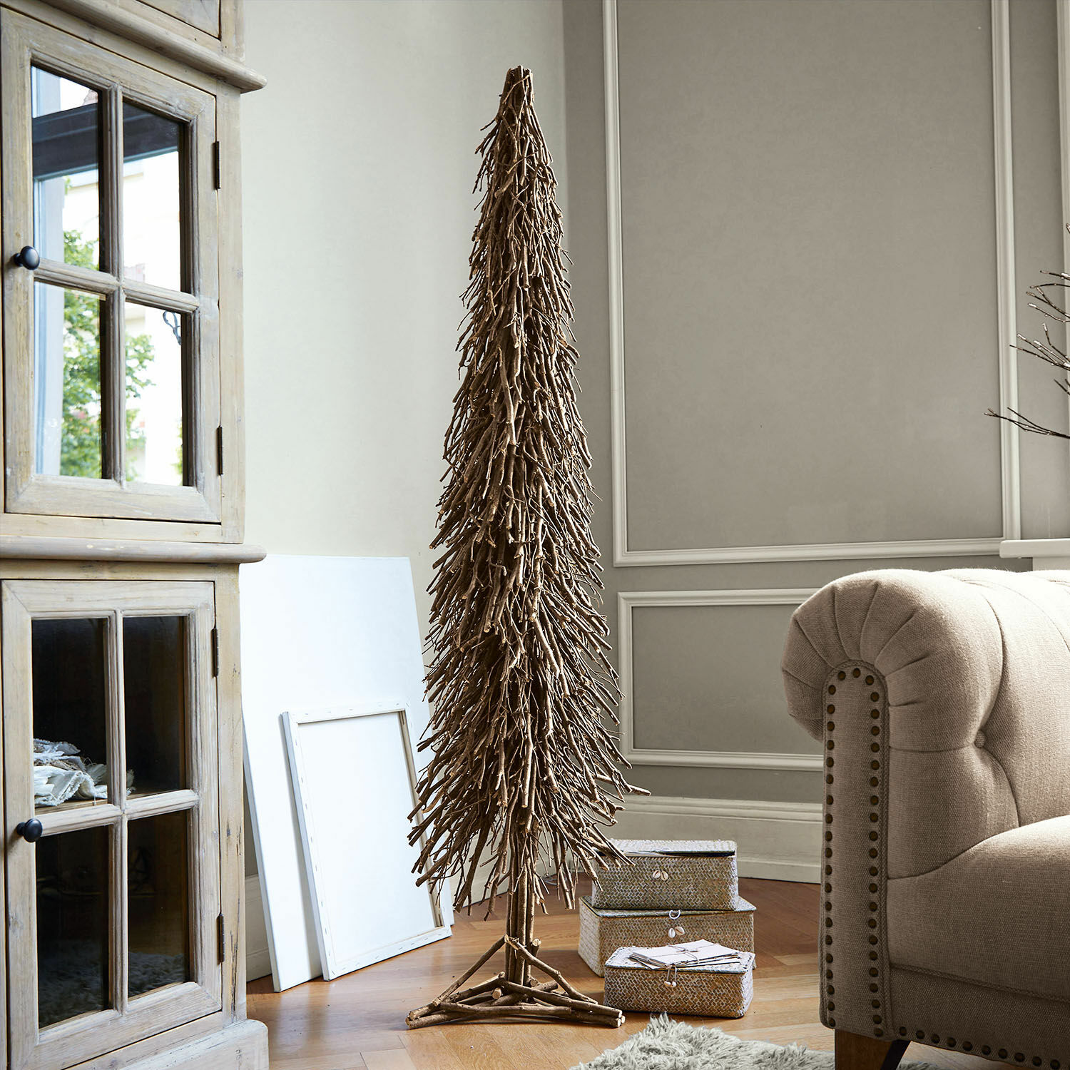 Sapin décoratif Sullivan Arbre décoratif en branches marron naturel pour intérieur, décoration de salon moderne