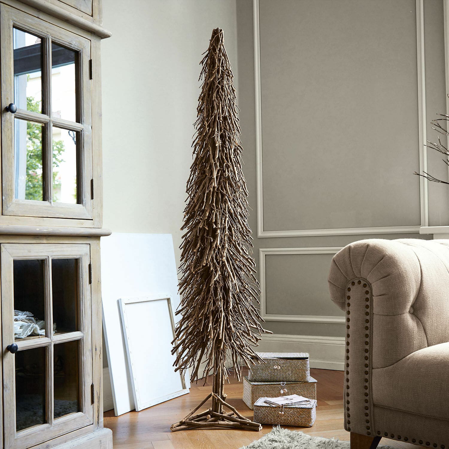 Sapin décoratif Sullivan Arbre décoratif en branches marron naturel pour intérieur, décoration de salon moderne