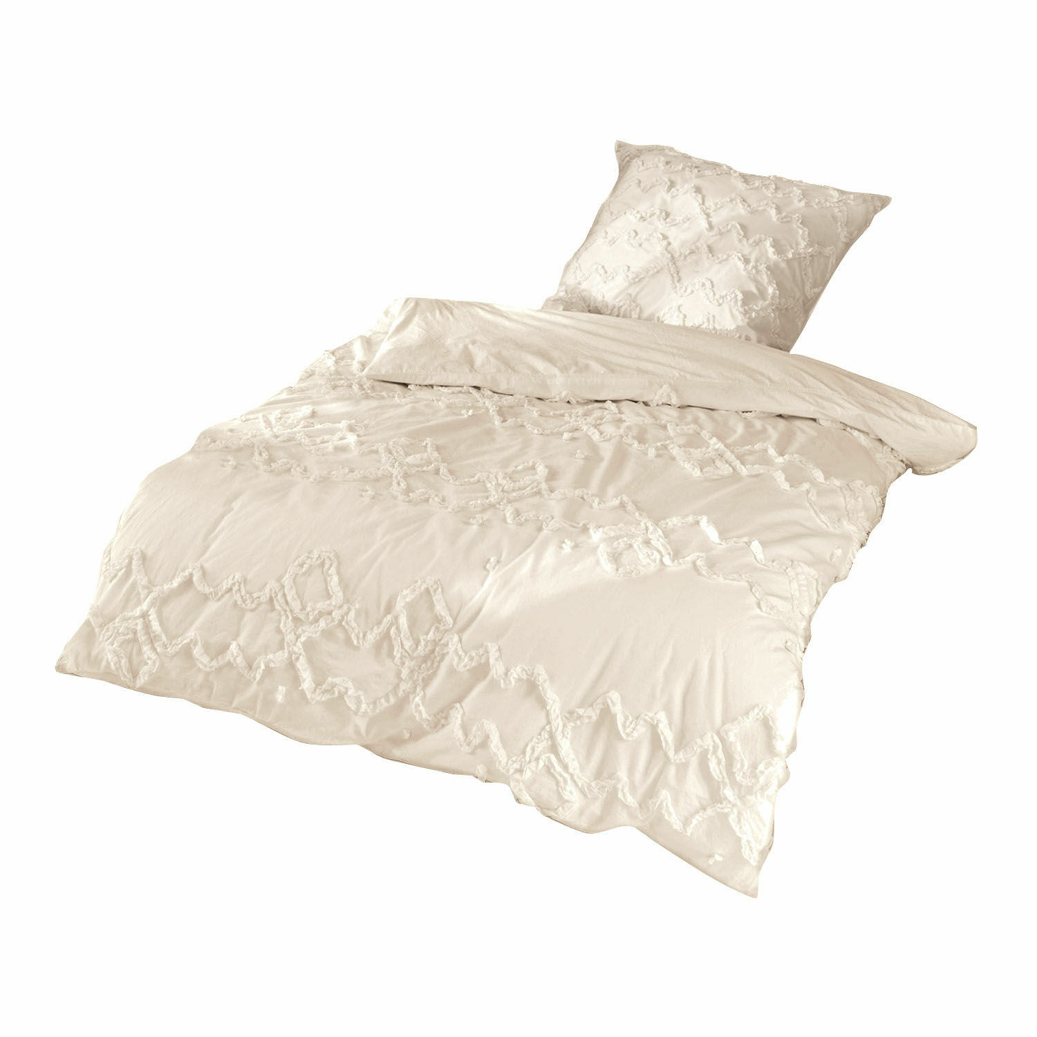 blanc Parure de lit crème avec motif texturé en tissu doux, parfaite pour la chambre
