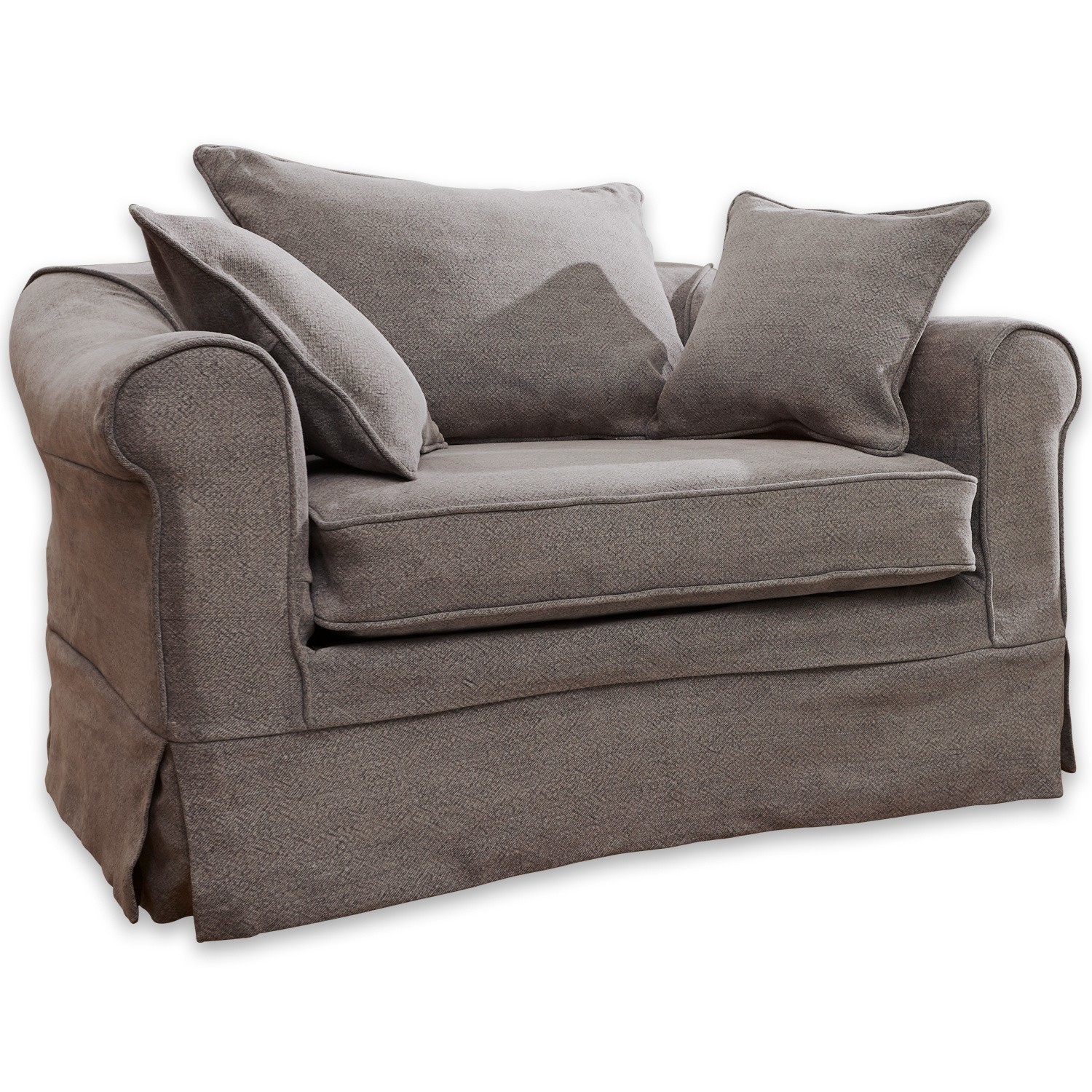 gris Fauteuil Folsom gris en tissu avec coussins, meuble confortable pour salon