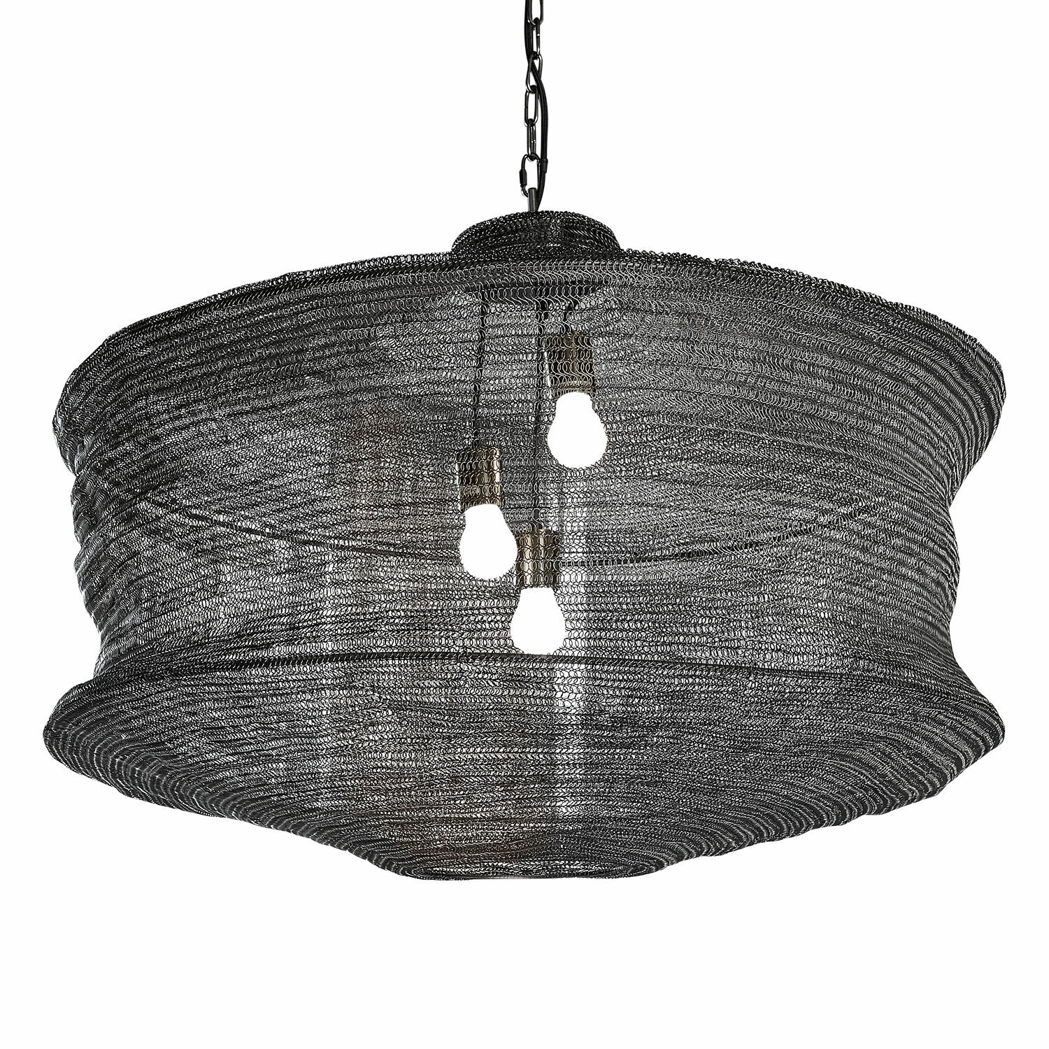 anthracite Suspension Valerique en métal anthracite à structure en maille avec trois ampoules visibles