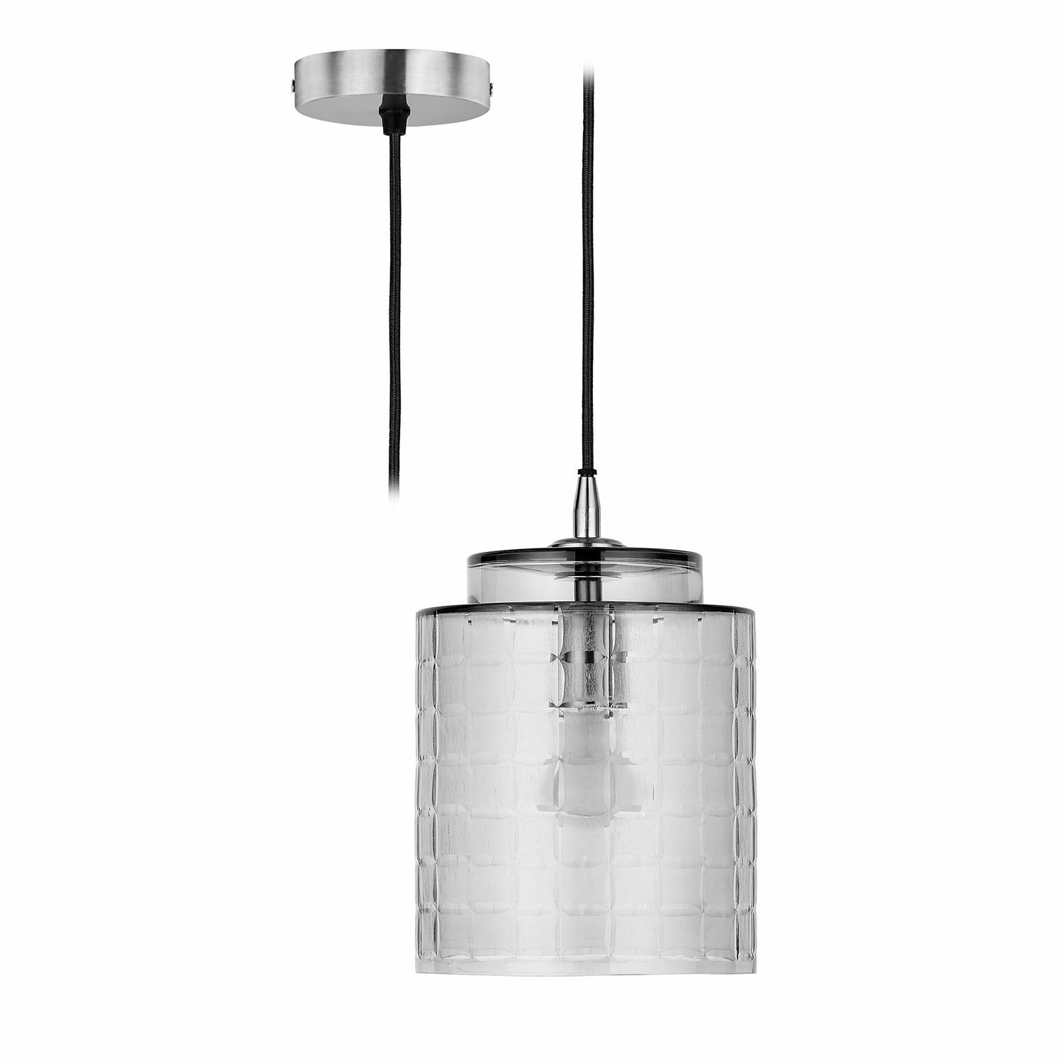 Suspension Eldarion Suspension moderne en verre transparent et métal pour un éclairage intérieur élégant