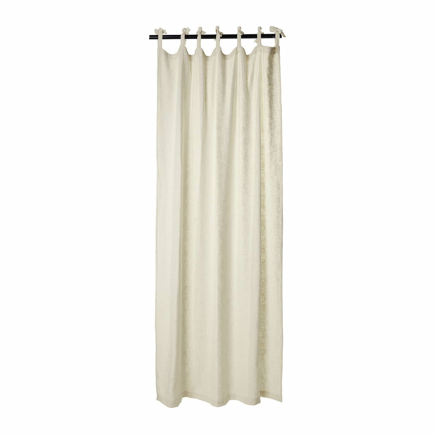 Voilage Maddison Rideau beige en tissu naturel avec boucles nouées, décoration élégante pour la maison