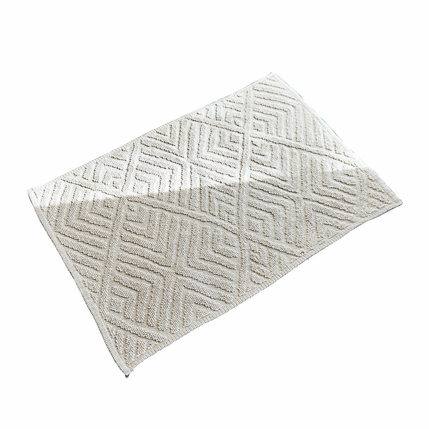 Tapis de bain crème Ulexis avec motif géométrique, doux et absorbant pour salle de bain