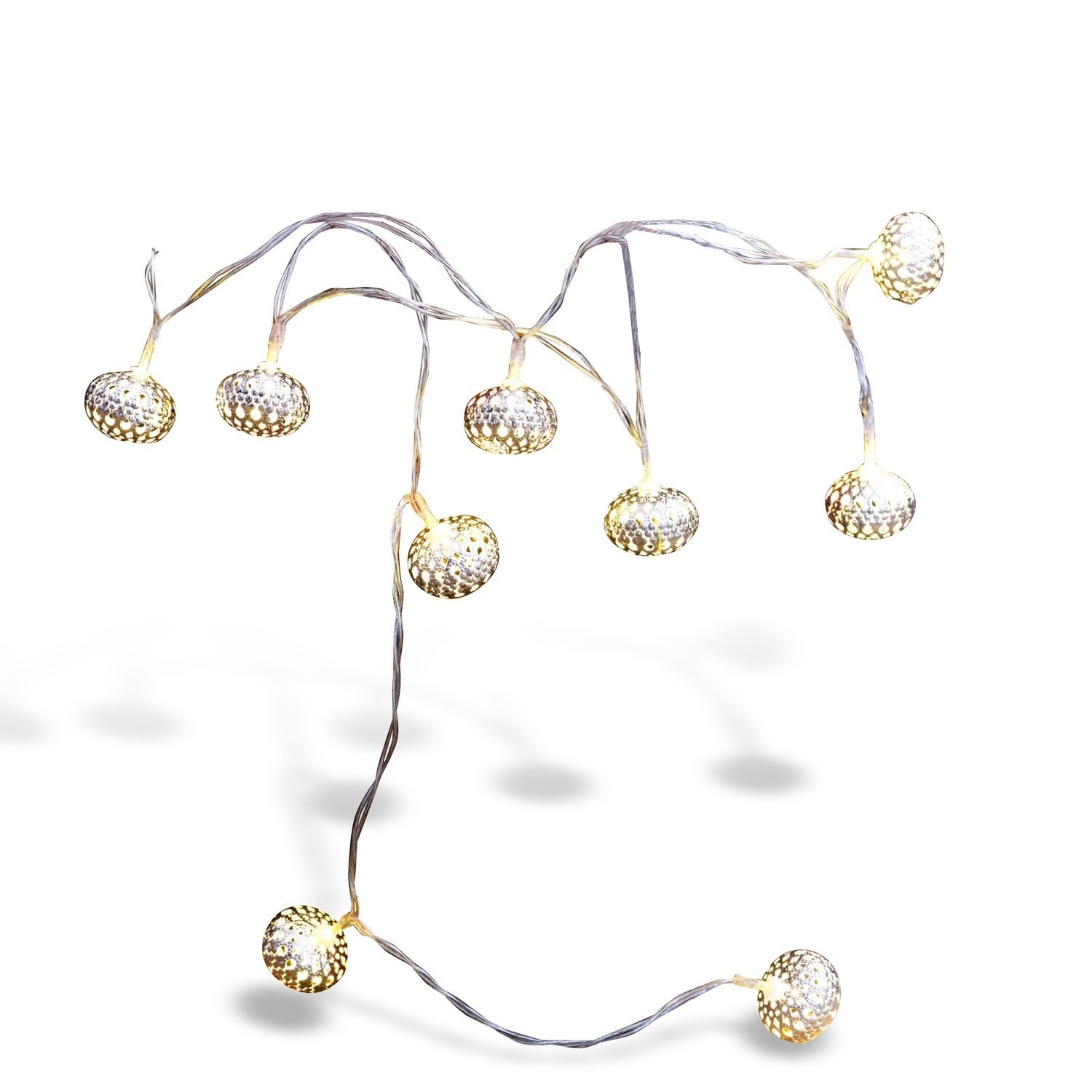 Guirlande lumineuse Fireballs Guirlande lumineuse avec abat-jours métalliques argentés, parfaite pour décoration intérieure et festive