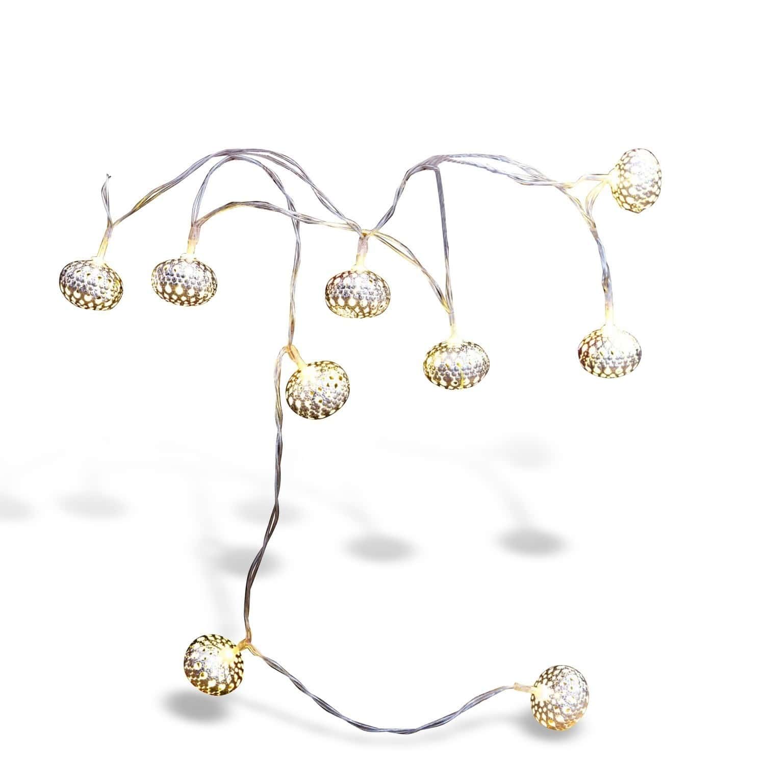 Guirlande lumineuse Fireballs Guirlande lumineuse avec abat-jours métalliques argentés, parfaite pour décoration intérieure et festive