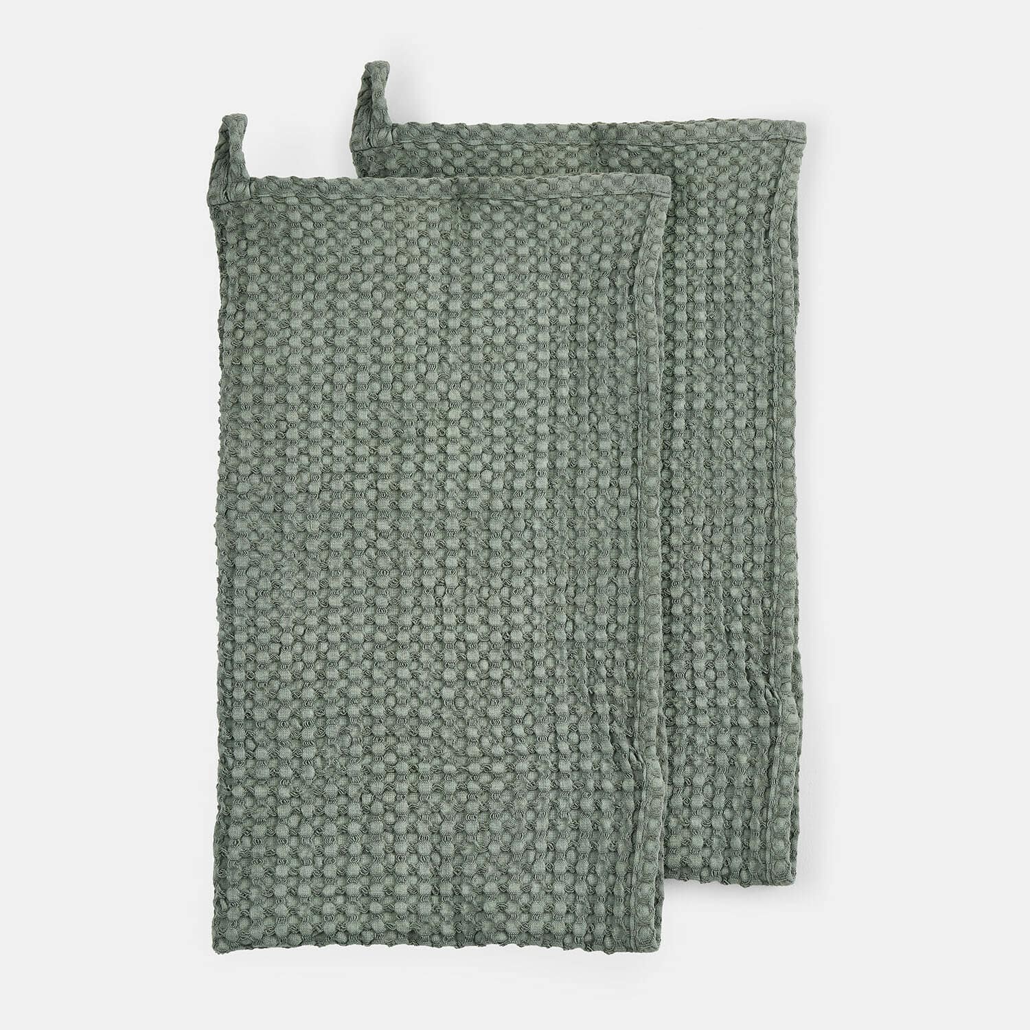 vert Lot de 2 serviettes vertes Maralei en coton à texture gaufrée pour salle de bain