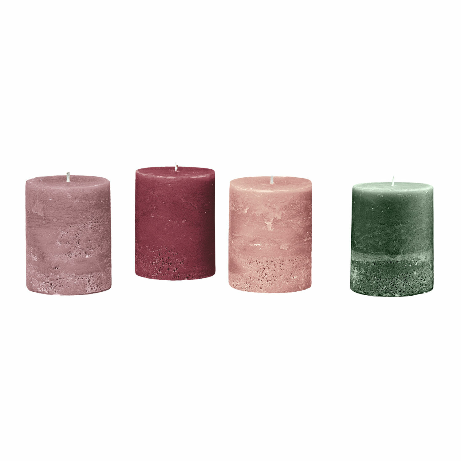 multicolore Ensemble de 4 bougies colorées en cire avec texture rustique pour décoration intérieure